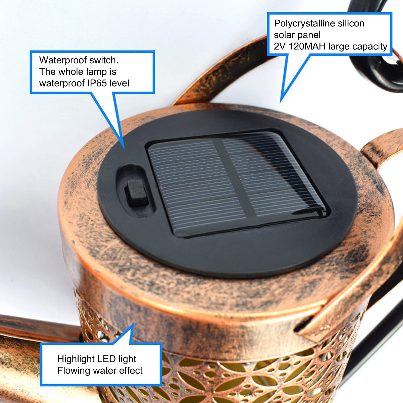 Solar LED Garden Shower Lights - Watering Can & Starry String Lights for Outdoor Decor