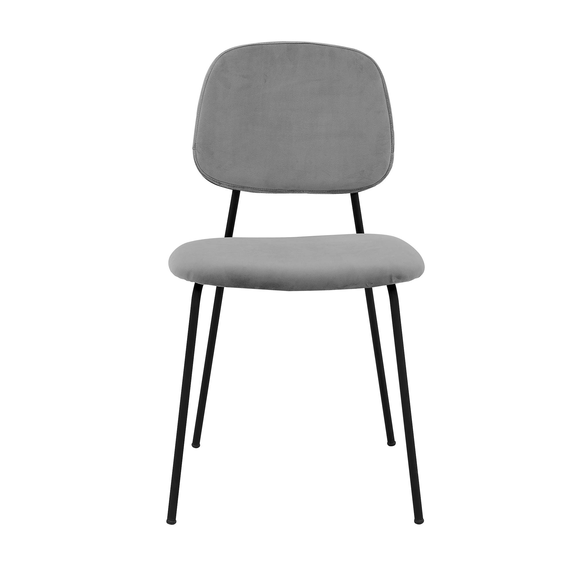 Armen Living Lucy Modern Dining Room Chairs Set of 2 - Grey Velvet Upholstered Side Chairs for Kitchen, Dining Table, Breakfast Nook & Home Decor