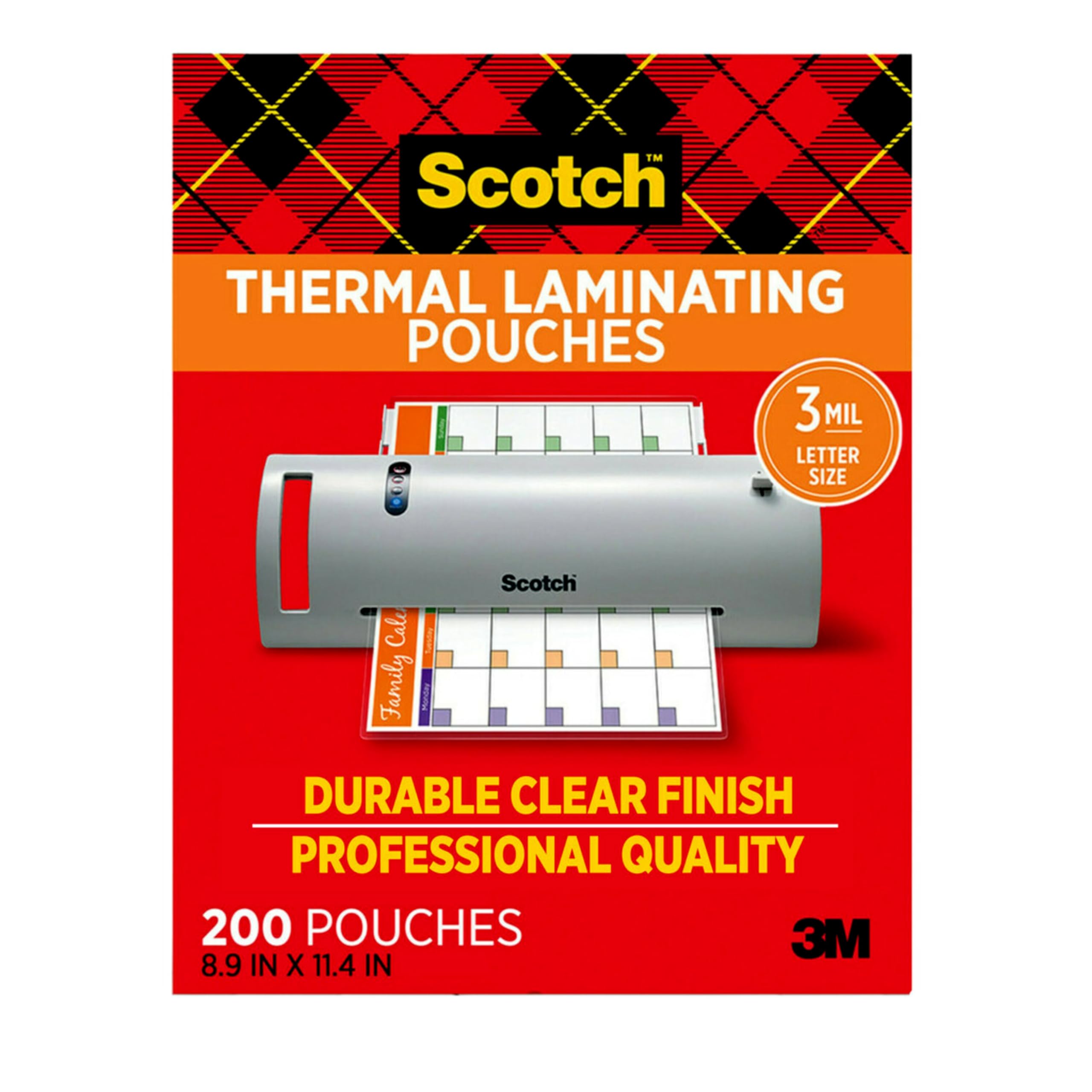 Scotch Thermal Laminating Pouches 200pk, 3mil Clear for Letter Size Paper - Perfect for Office & School Projects