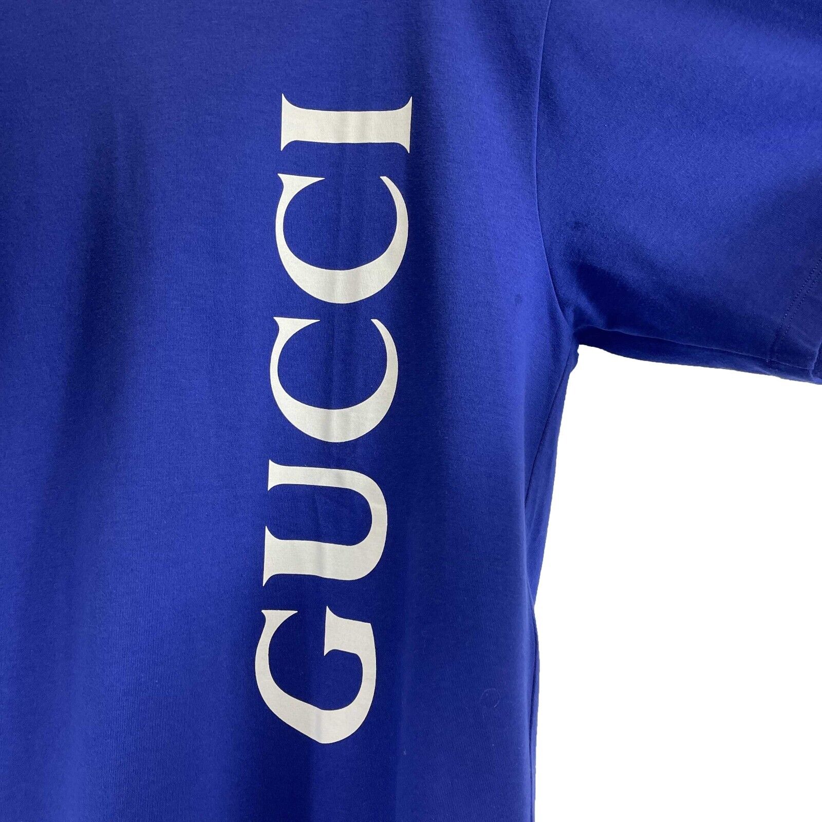 Gucci Men's Logo Print T-Shirt - Blue & Purple - Size L - Casual & Streetwear Fashion for Everyday Wear