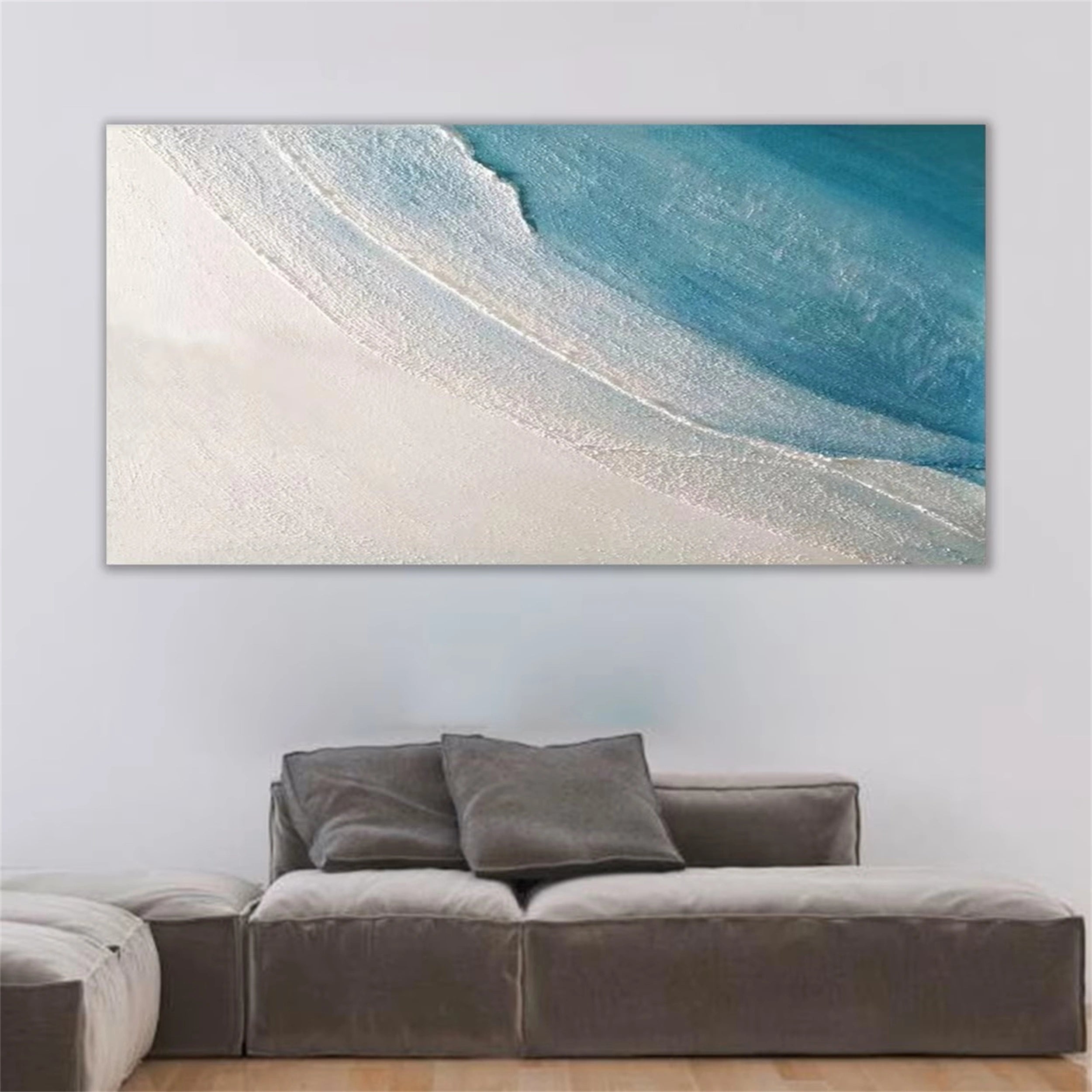 Ocean and Sky Painting #OS 065 - Handmade Canvas Wall Art for Home & Office Decor - Perfect for Living Room, Bedroom, or Office Wall Decor