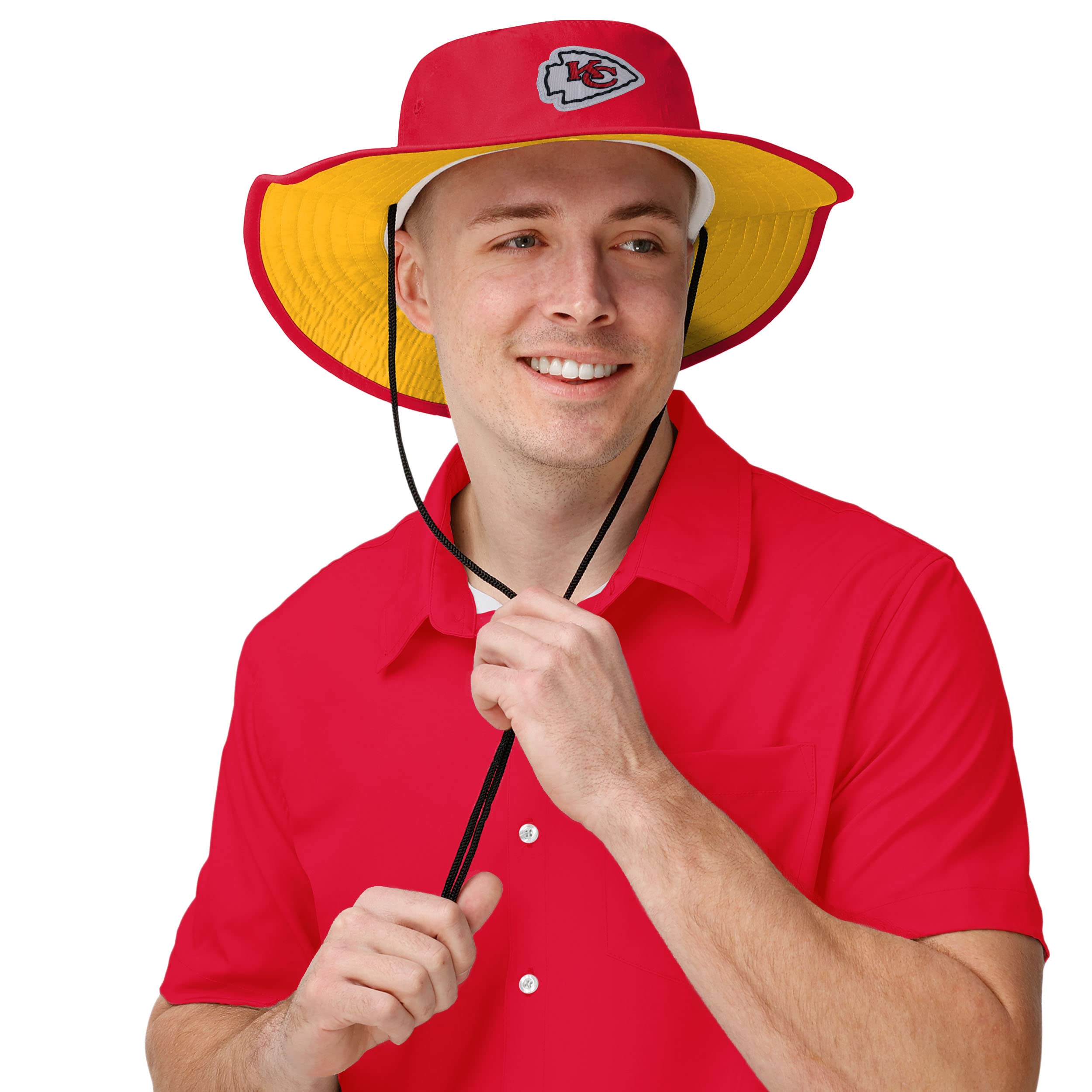FOCO Men's NFL Team Logo Sun Bucket Boonie Hat - Adjustable Outdoor Sports Hat for Fishing, Hiking, Golf & Beach - UPF 50+ Sun Protection Cap for Men