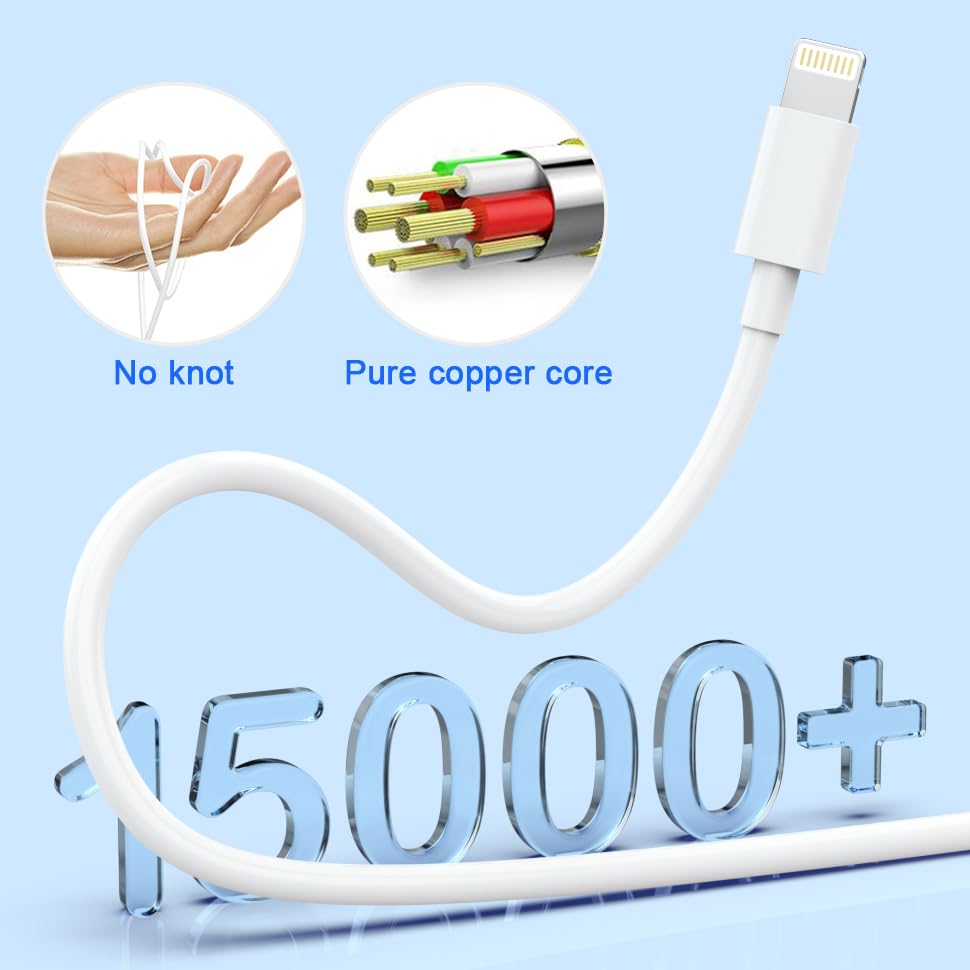 Apple MFi Certified iPhone Charger 5-Pack (3ft/3ft/6ft/6ft/10ft) - Fast Charging Lightning Cable Compatible with iPhone 14/13/12/11 Pro Max/XS MAX/XR/X/8/7 Plus & iPad AirPods - Perfect for Home, Office, Car and Travel Charging