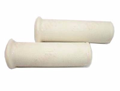 Vespa White Twist Headset Rubber Grip Pair - Durable Motorcycle Handlebar Grips for Vespa Scooters - Perfect for Commuting, City Riding & Vintage Bike Restoration