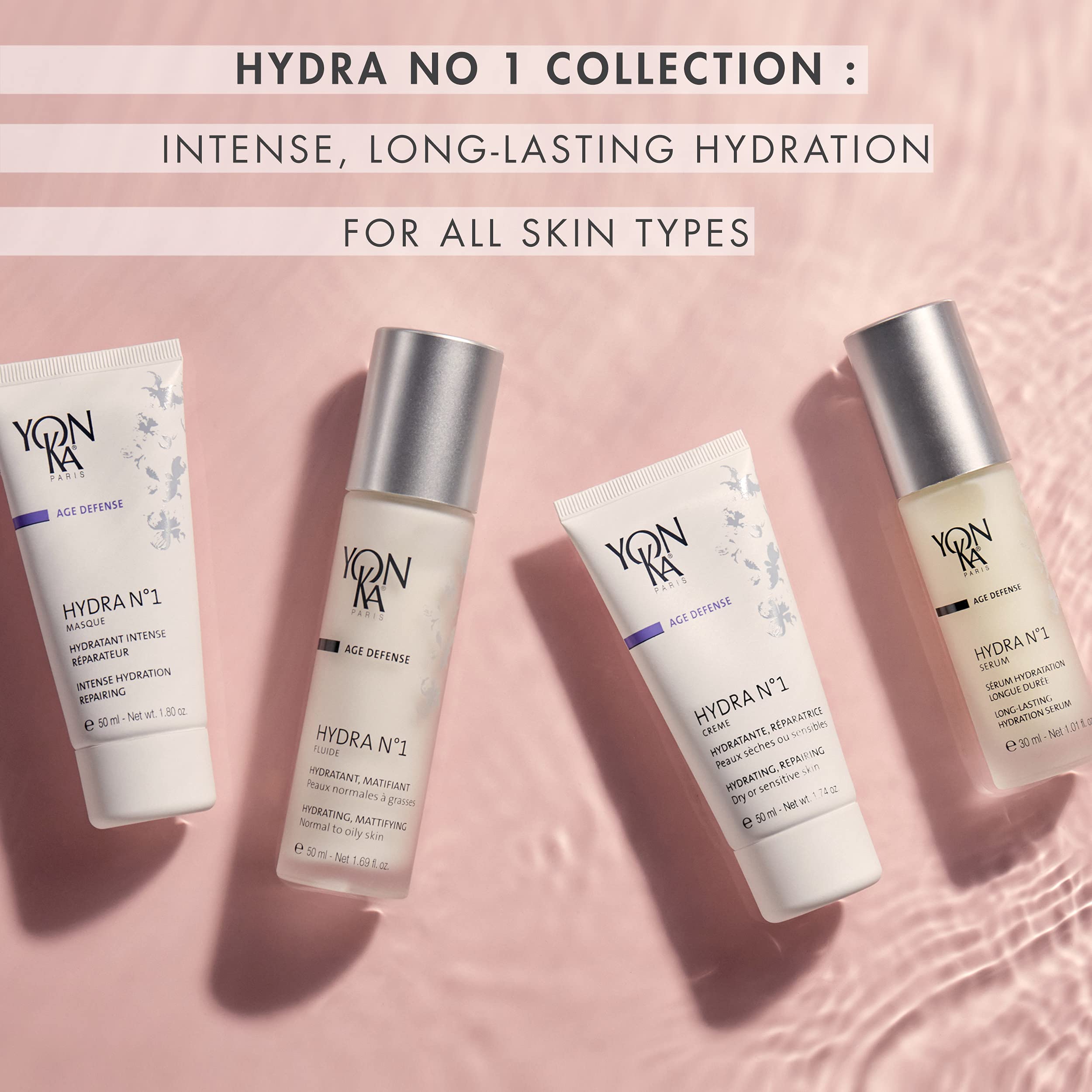 Yon-Ka Hydra No.1 Cream & Serum Set - Anti-Aging Face Moisturizer with Hyaluronic Acid & Aloe Vera - Intense Hydration for Dry & Mature Skin - Paraben-Free Skincare (50ml Cream + 30ml Serum) | Perfect for Nighttime Routine & Daily Hydration Boost