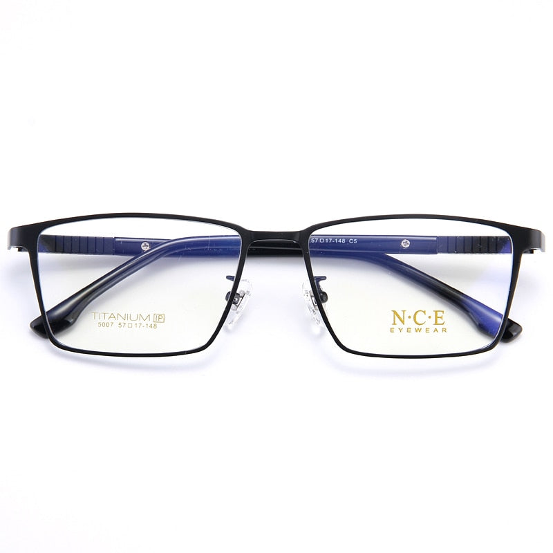 Bclear Men's Full Rim Square Titanium Eyeglasses Frame - Lightweight Durable My5007 for Work, Reading & Driving