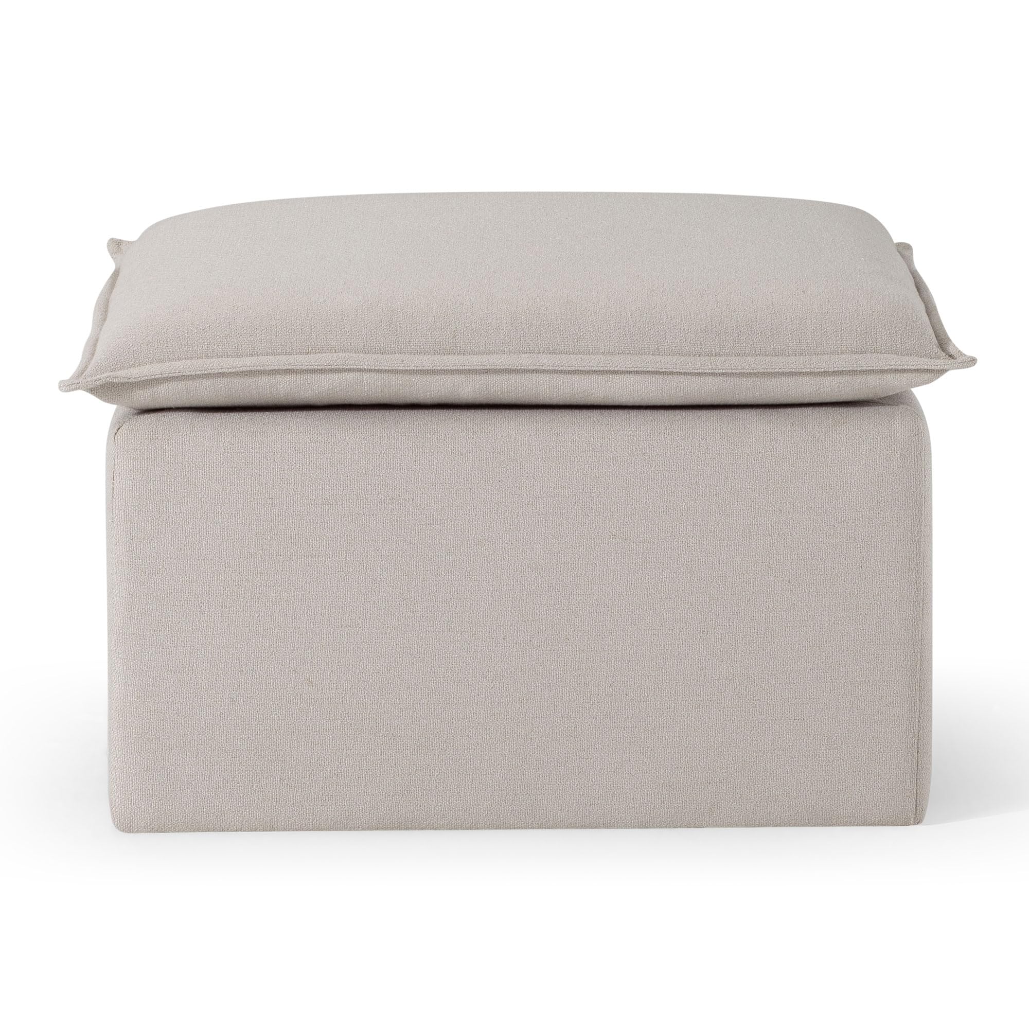 Maven Lane Claude Large Square Rustic Upholstered Ottoman with Cushion - Soft Dove Fabric Footrest for Living Room, Bedroom, Dorm - Perfect for Relaxing, Extra Seating & Home Decor