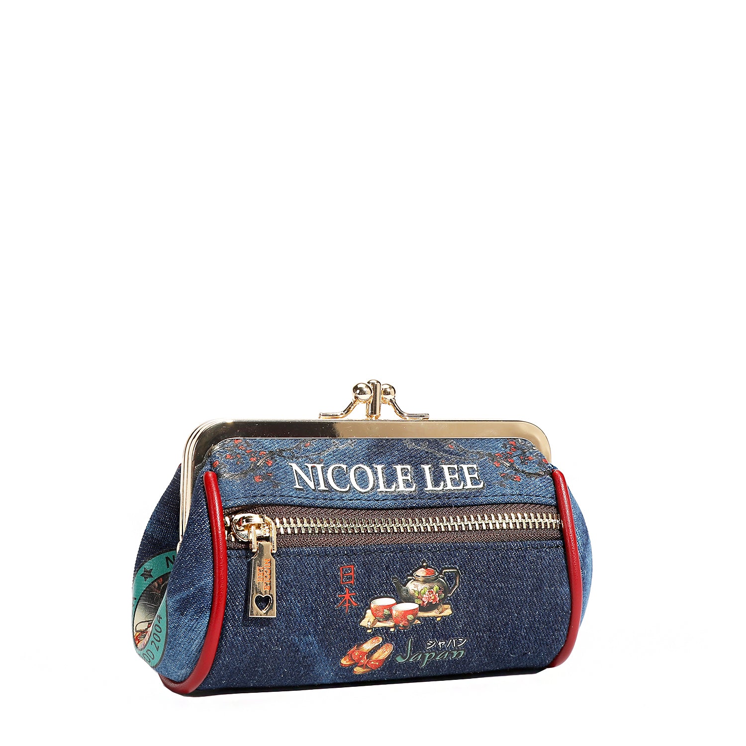 Denim Mini Kiss Lock Coin Purse Wristlet - Stylish Small Wallet for Women - Perfect for Parties, Shopping & Everyday Use