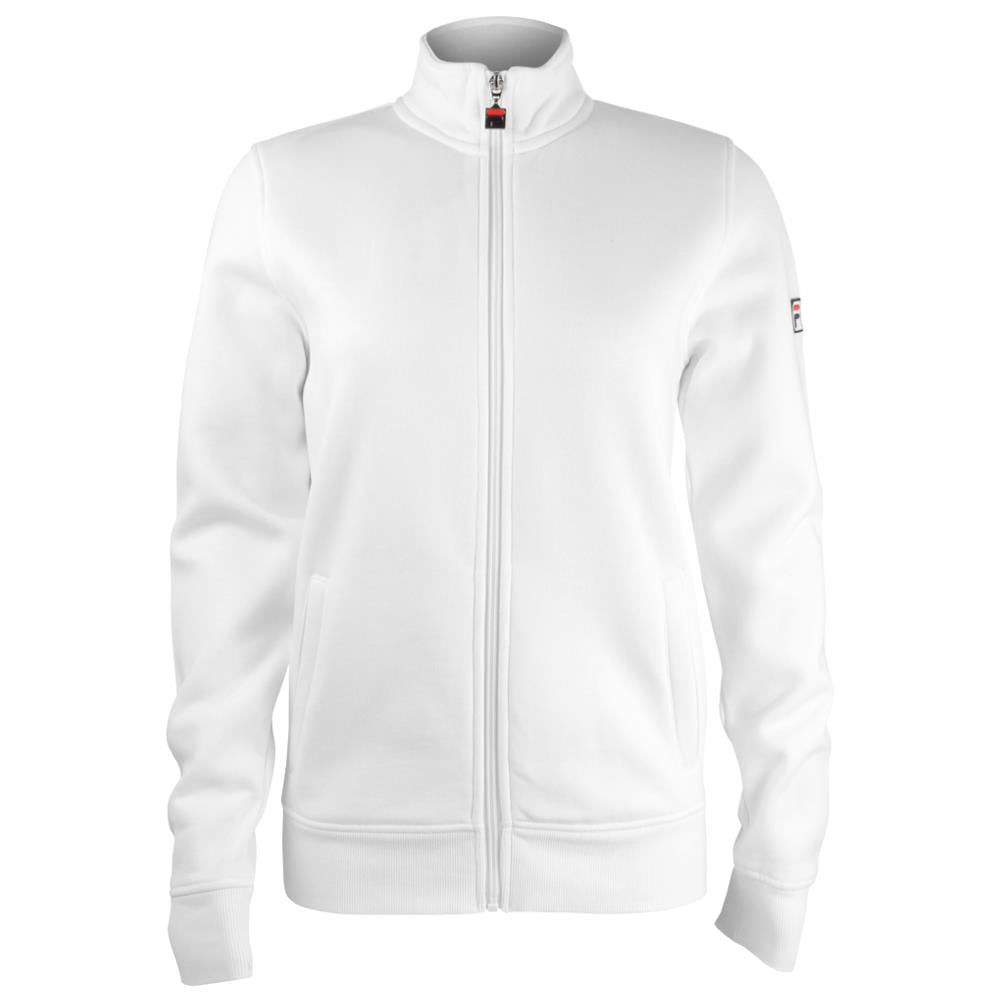 Fila Women's Essential Fleece Full-Zip Jacket - Soft & Cozy Winter Outerwear for Running, Hiking & Casual Wear (White)