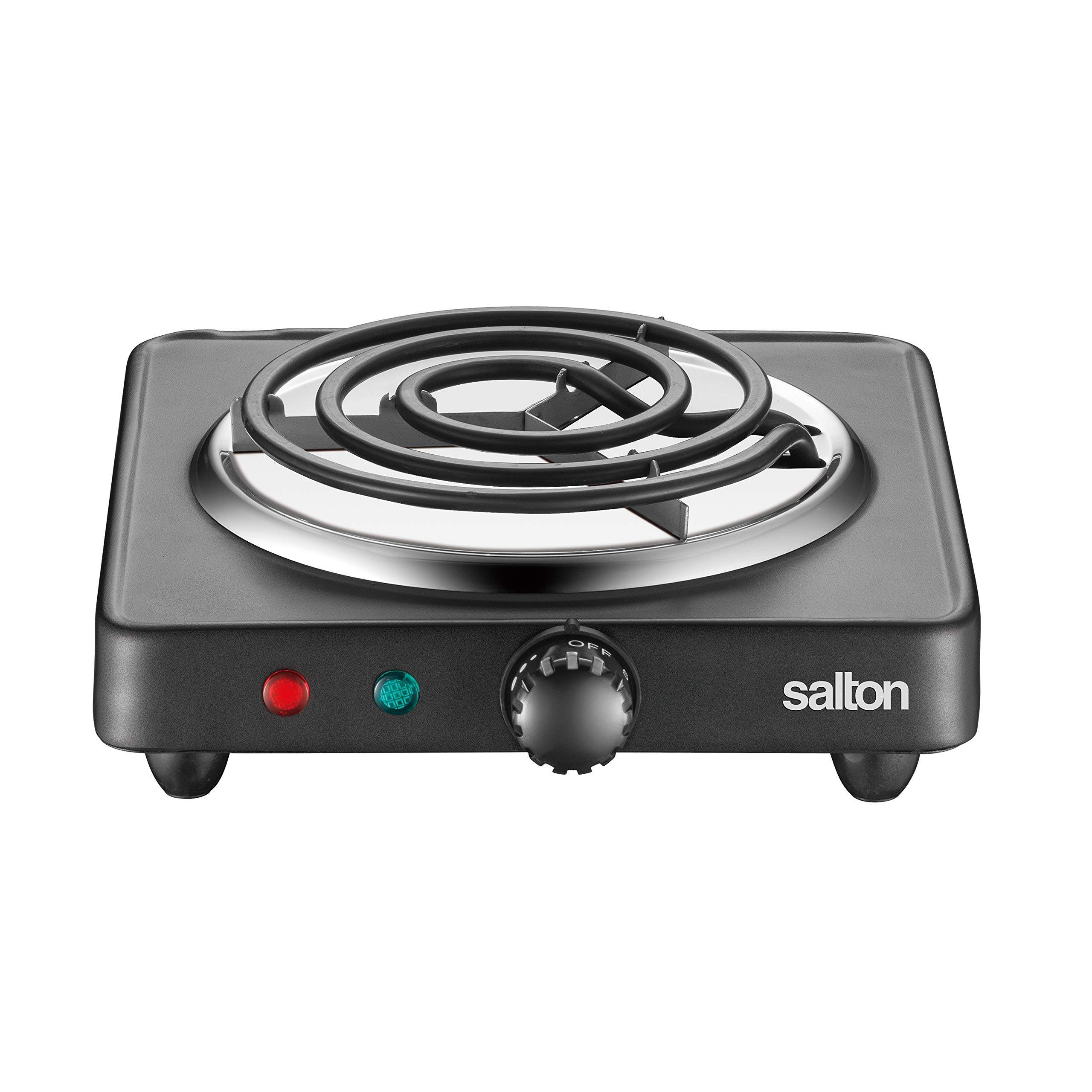 Salton HP1940 Electric Cooktop - 1000W Black Countertop Burner for Fast Cooking | Perfect for Dorms, Apartments & Small Kitchens