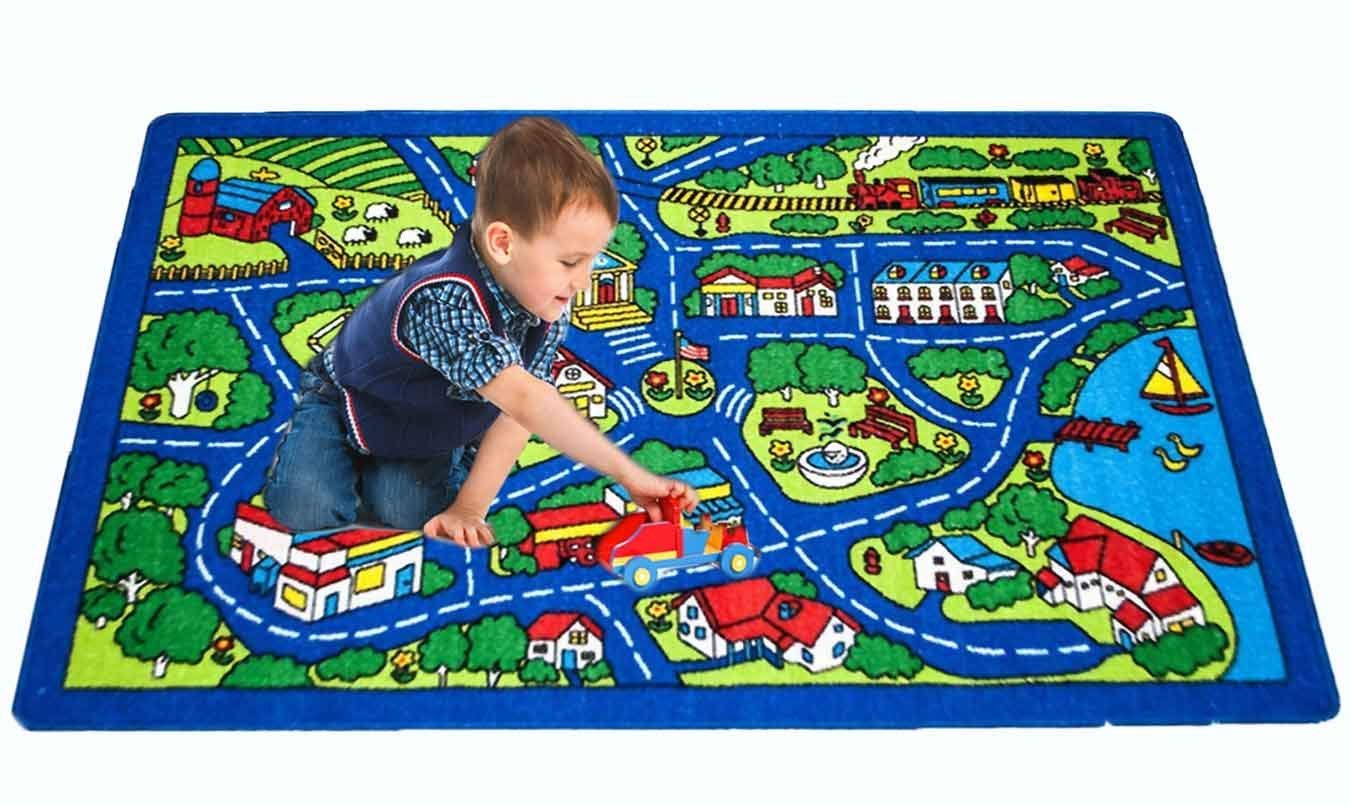 Non-Slip Kids Area Rug 8'x11' - Soft Playroom Carpet with Gel Backing for Safe Playtime & Nursery Decor