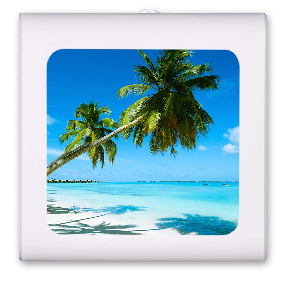 Dimmable LED Night Light with Auto On/Off Sensor, Adjustable Brightness & Warm White Light - Perfect for Bathroom, Hallway, Nursery, Bedroom - Creates Relaxing Beach Ambiance with Palm Tree Design