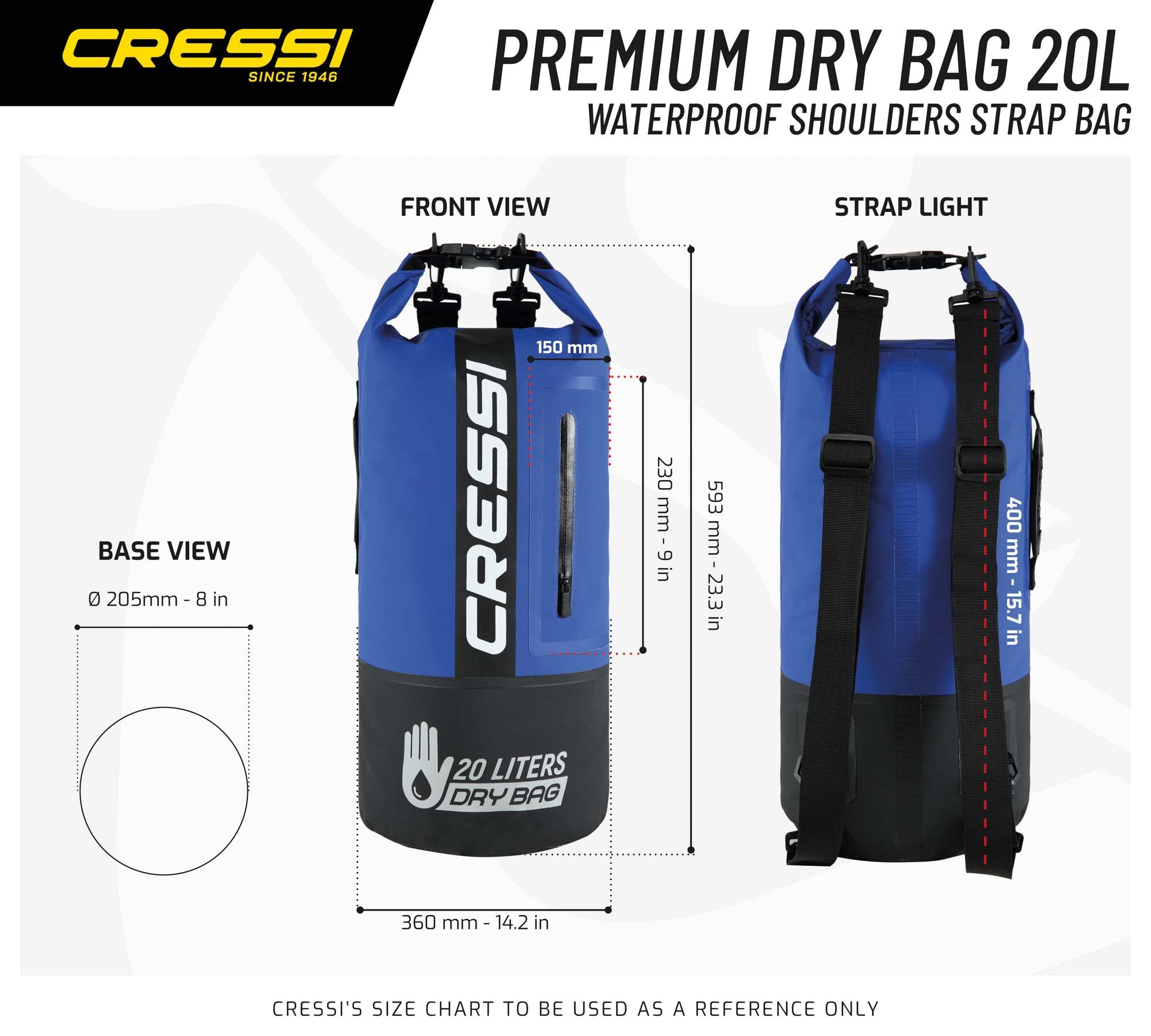 CRESSI Premium Waterproof Dry Bag for Kayaking, Hiking, Camping & Beach - Lightweight & Durable Gear for Outdoor Adventures