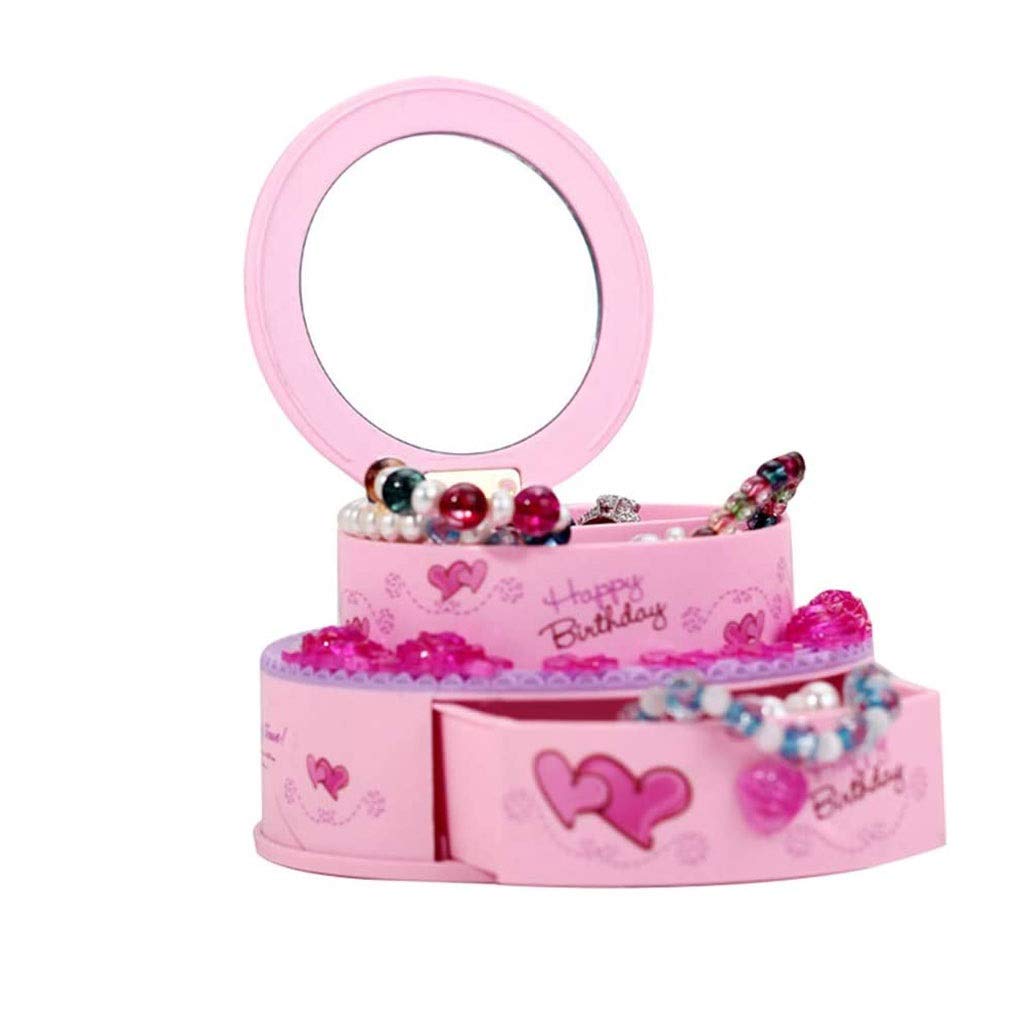 Birthday Cake Shaped Music Jewelry Box with Mirror & Drawer - Perfect Gift for Girls, Women | Jewelry Storage & Organizer for Bedroom, Vanity, Dresser