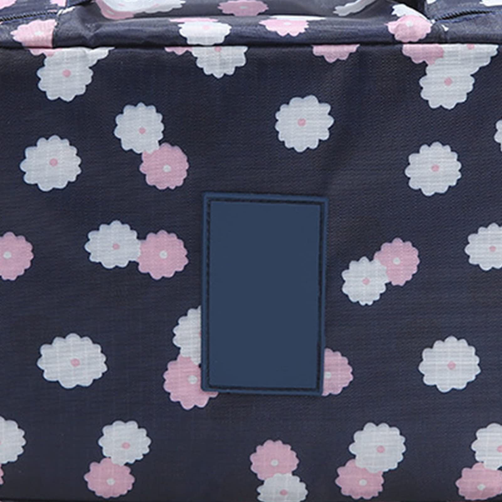 Waterproof Tetragonum Makeup Bag with Sturdy Handle - Travel Cosmetic Organizer for Women, Navy Blue - Perfect for Airplane Carry-on, Gym & Daily Essentials Storage