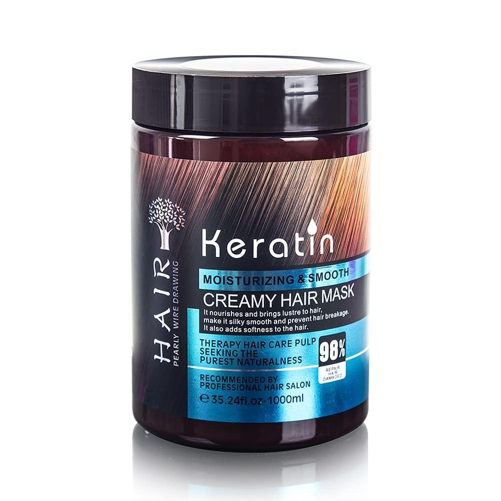 KAARM Keratin Cream Hair Mask - Deep Moisturizing & Smoothing Treatment for Dry, Damaged Hair - 800g Floral Keratin Hair Repair Mask (1 Count) - Perfect for Salon-Quality Hair Care at Home