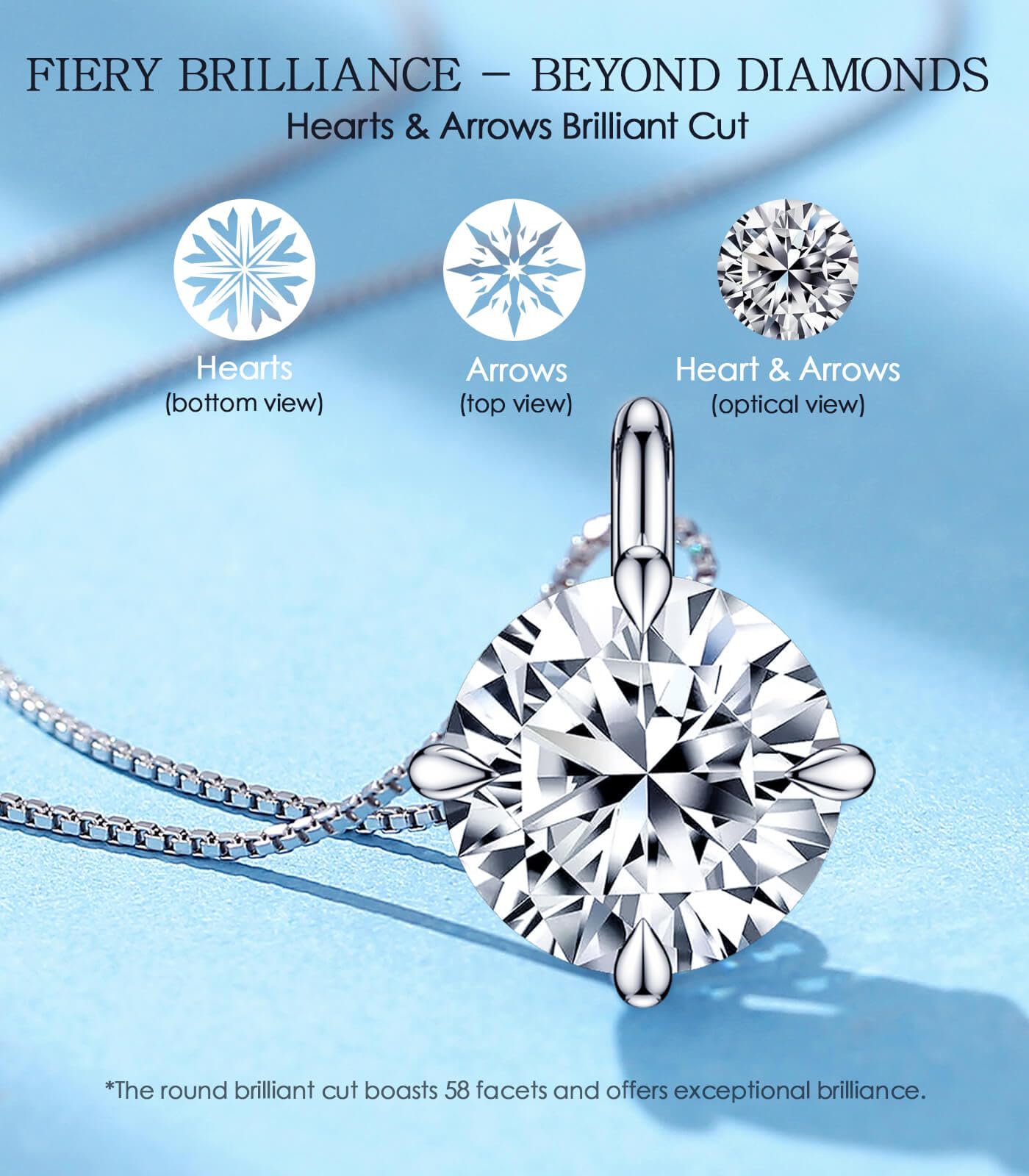 Moissanite Pendant Necklace for Women - 14K Gold Plated Elegant Jewelry Gift for Her, Anniversary, Birthday, Christmas & Valentine's Day - Perfect for Wife, Girlfriend, Mom & Daughter | Wedding, Date Night & Special Occasions