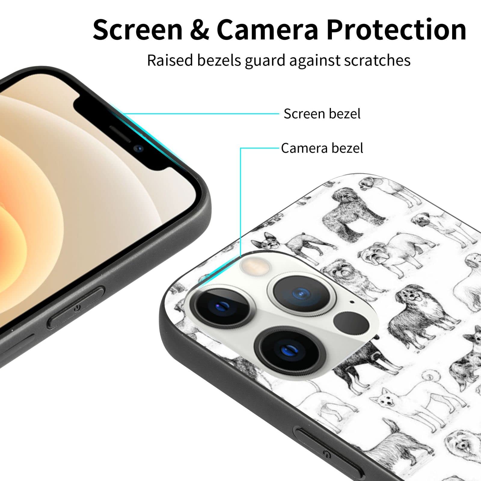 Funny Cute Black & White Dog iPhone 13/13 Pro Case - Soft TPU Slim Shockproof Protective Phone Cover for Women & Girls | Perfect Gift for Pet Lovers & Daily Use