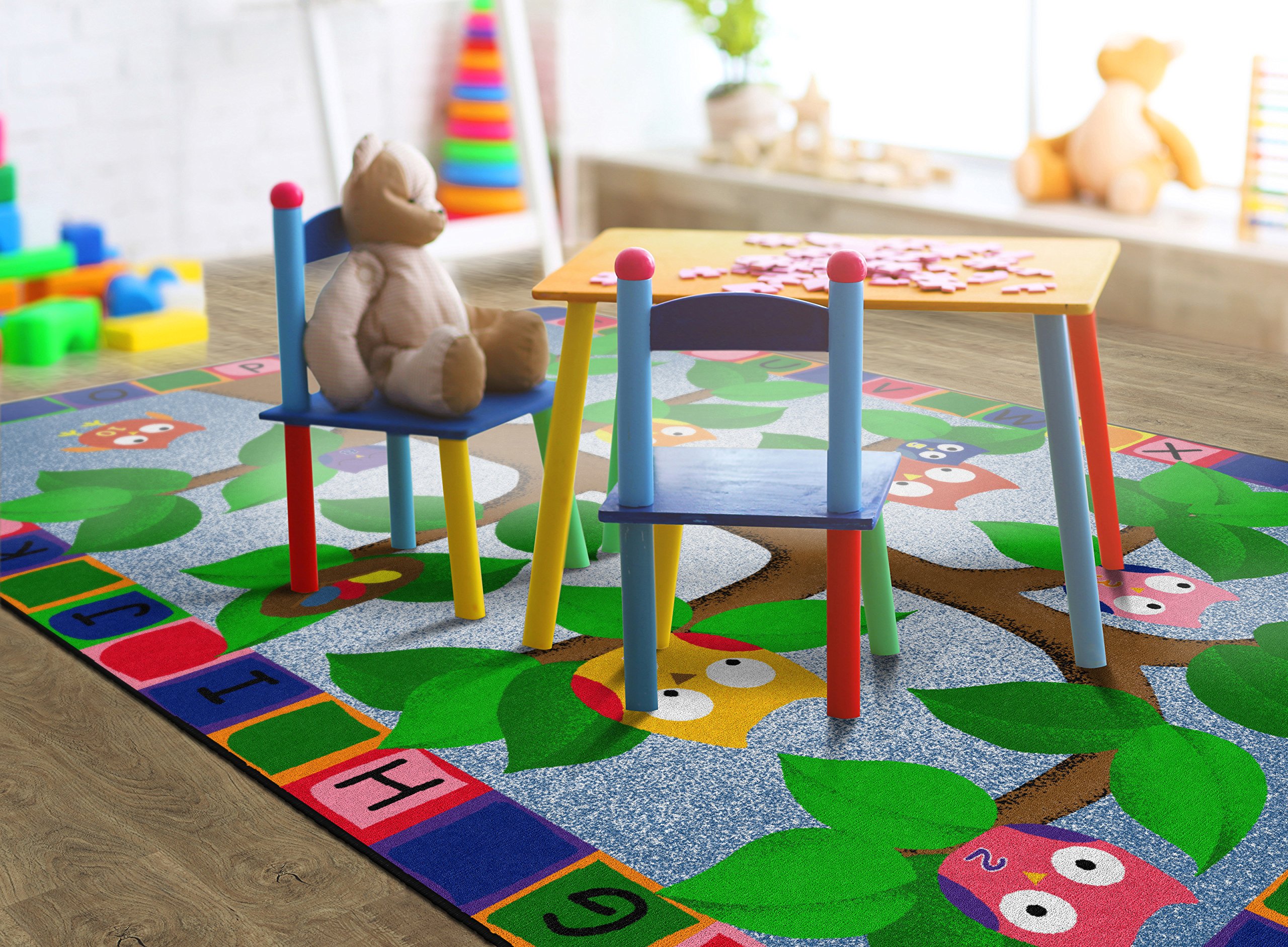 Alphabet Owls Educational Area Rug for Kids - 7'6