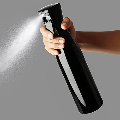 SKYWILLA 300ml Refillable Empty Mist Spray Bottle - for Hair Styling, Plants & Pet Care (Black) | Perfect for Morning Hair Taming, Gardening & Pet Grooming