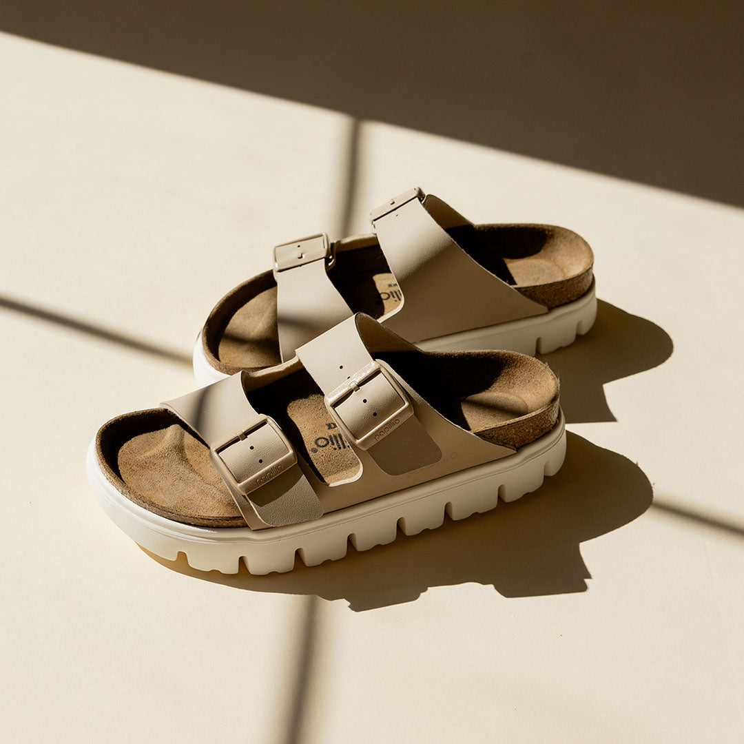 Birkenstock Arizona Chunky Birko-Flor Sandals in Sandcastle | Comfortable Cork Footbed Sandals for Women & Men | Perfect for Beach, Summer & Casual Wear