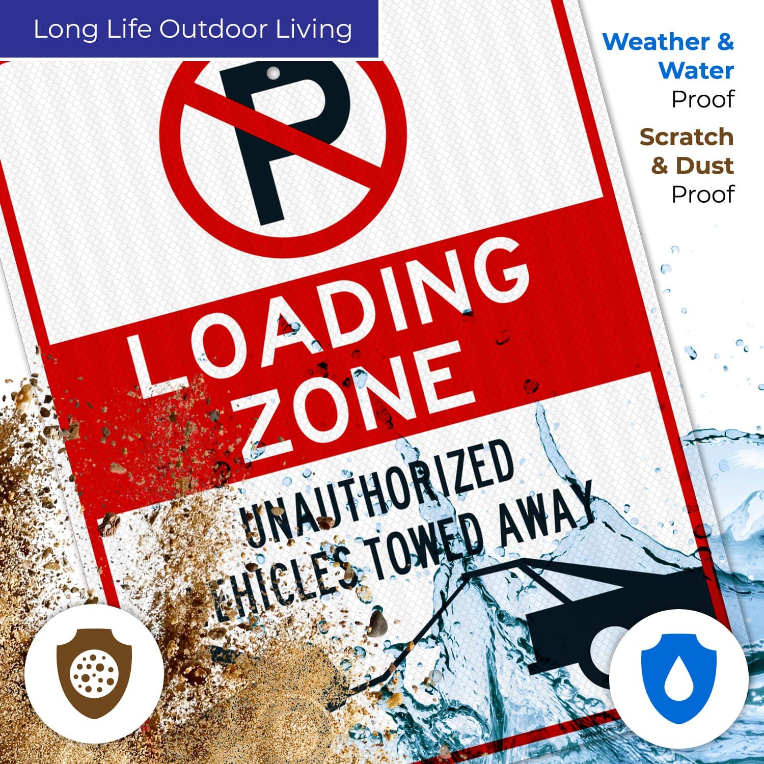 No Parking Sign - 18x24 Inches, 3M EGP Reflective Aluminum, Fade Resistant - Loading Zone & Restricted Area Signs for Indoor/Outdoor Use - Easy Mounting, Made in USA - Perfect for Warehouses, Parking Lots & Construction Sites