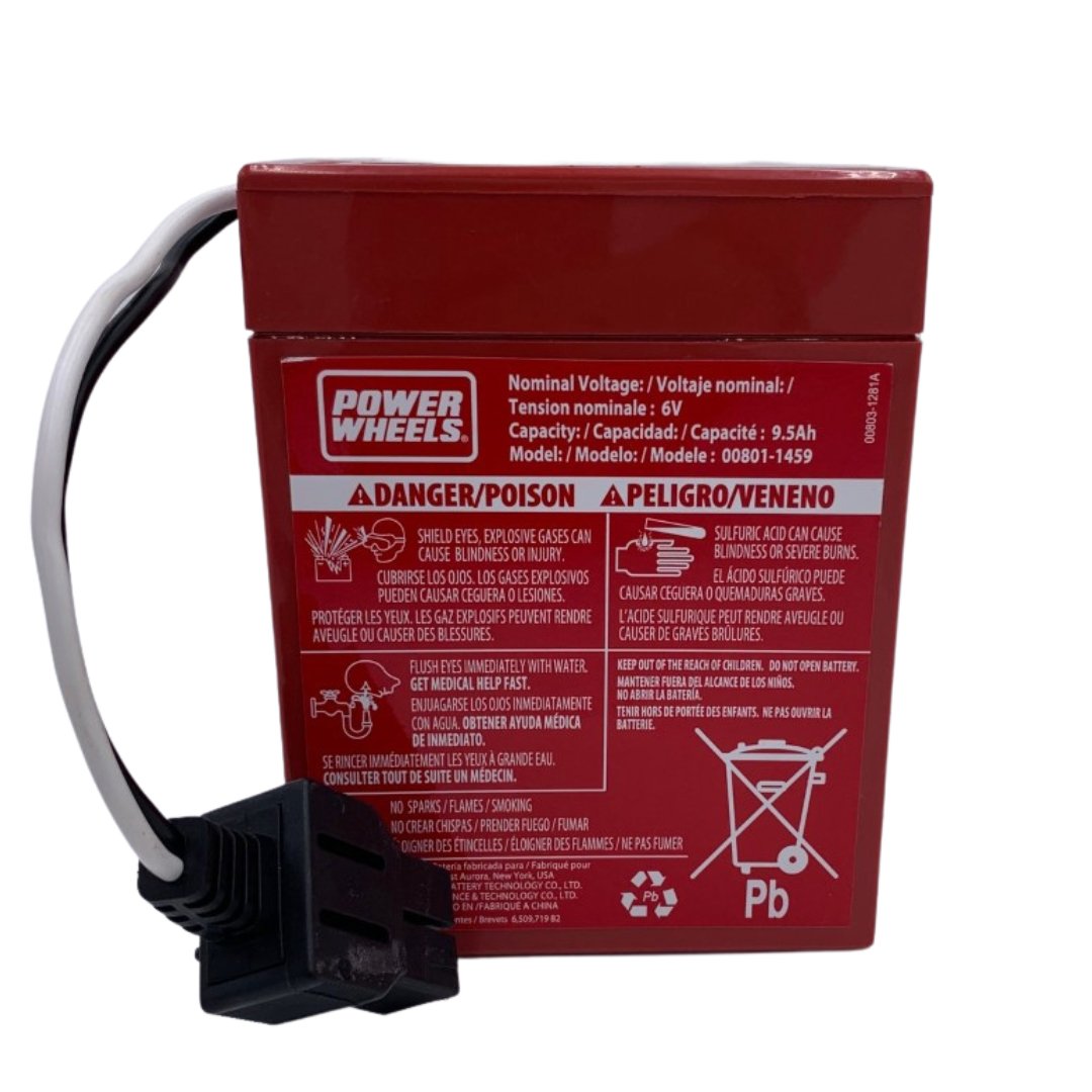 Power Wheels Red Replacement Battery - Compatible with Models 00801-0712, 0801-0051 & 74522 - Perfect for Kids Ride-On Cars & Toy Vehicles