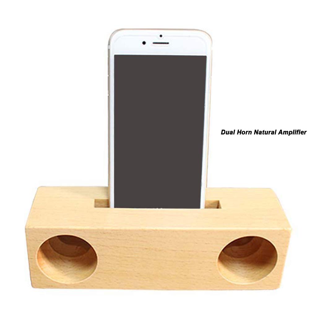 Premium Beech Wood Phone Stand with Built-in Speaker - Amplify Sound & Display Your Phone in Style - Perfect for Home, Office, and Desktop Organization