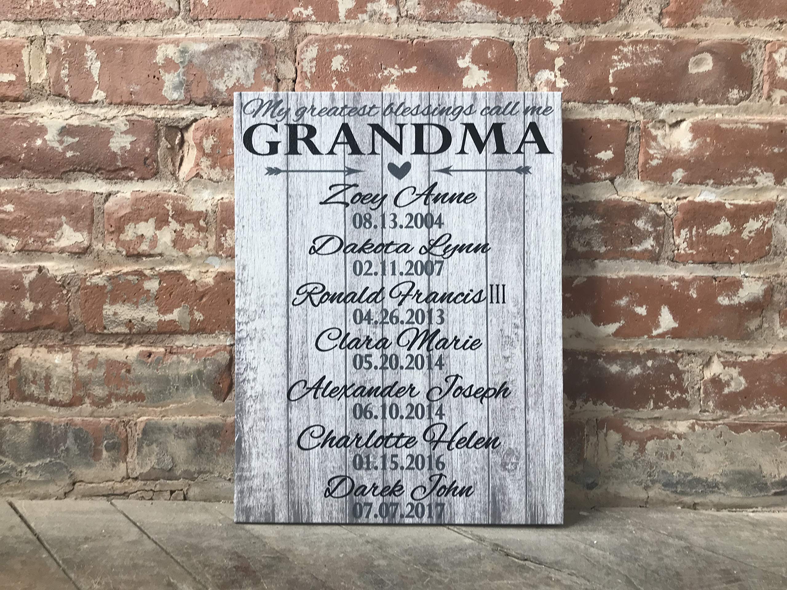 Personalized Grandparent Gift - Custom Canvas with Grandchildren's Names & Dates - Unique Present for Nana, Papa, Gigi, Pop Pop - Perfect for Anniversaries, Birthdays & Family Celebrations