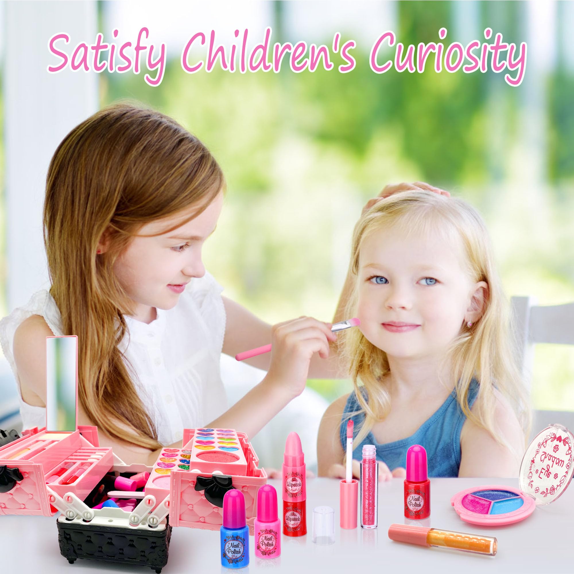 Lubibi Washable Kids Makeup Kit - Safe Cosmetic Toy for Girls 4-8, Birthday & Christmas Gift for Pretend Play