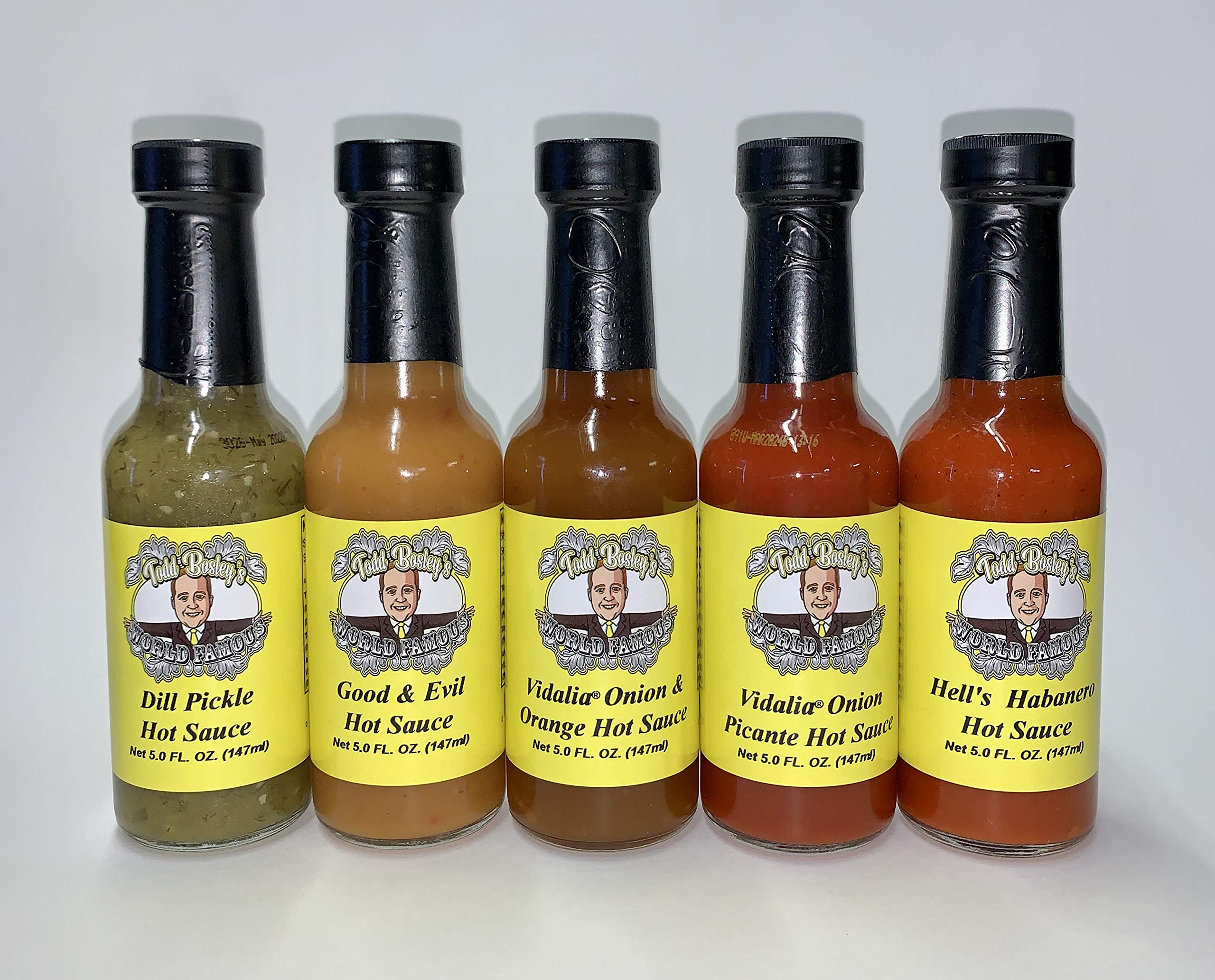 Todd Bosley's World Famous Hot Sauce Variety Gift Pack - 5 Delicious Hot Sauces | Perfect for Gifts, Cooking & Spicy Food Lovers