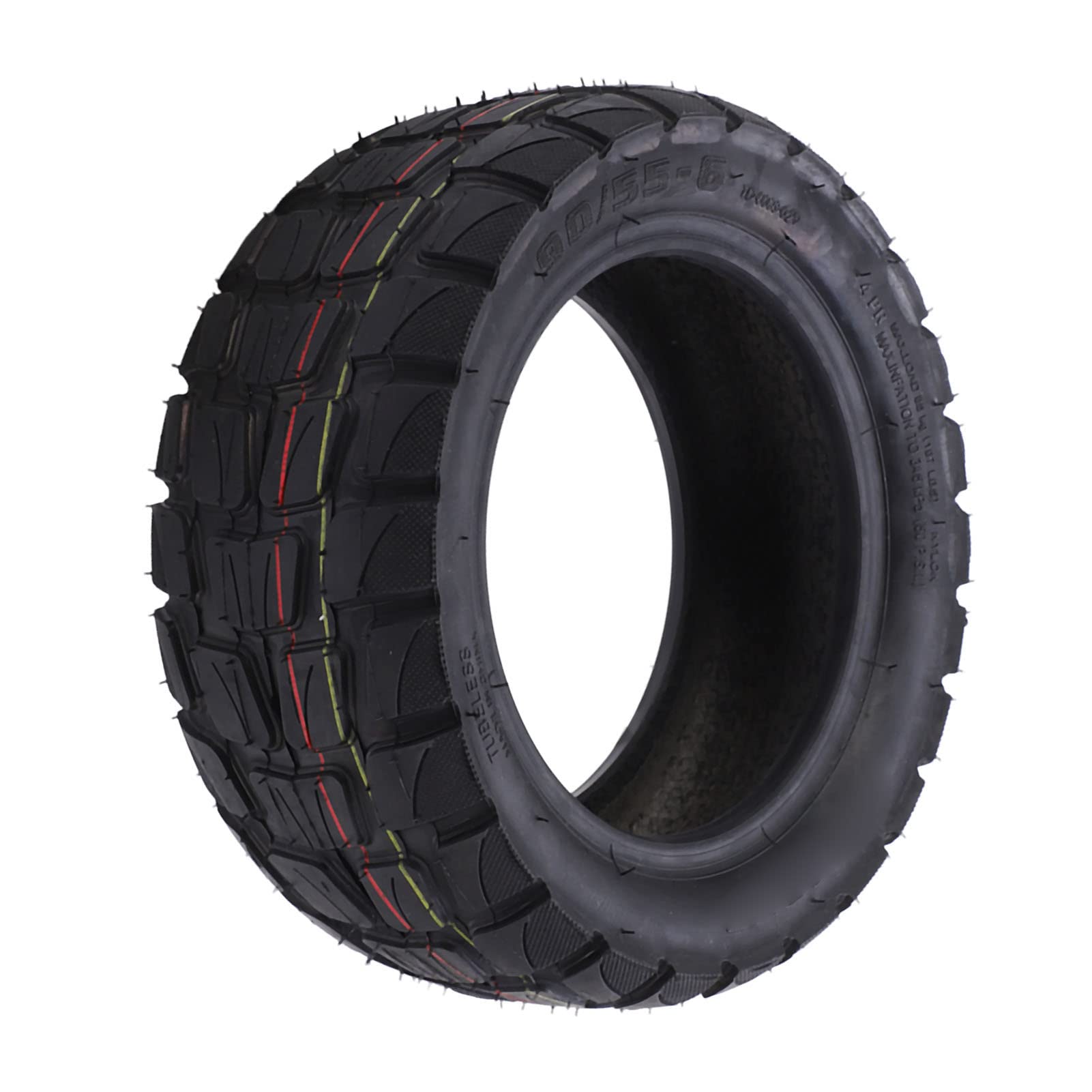**Aoutecen 90/55-6 Electric Scooter Tubeless Tires - Off-Road Rubber Replacement Tires with Red & Yellow Line - Compatible with Most Electric Scooters - Perfect for Commuting, Off-Roading & Urban Riding**