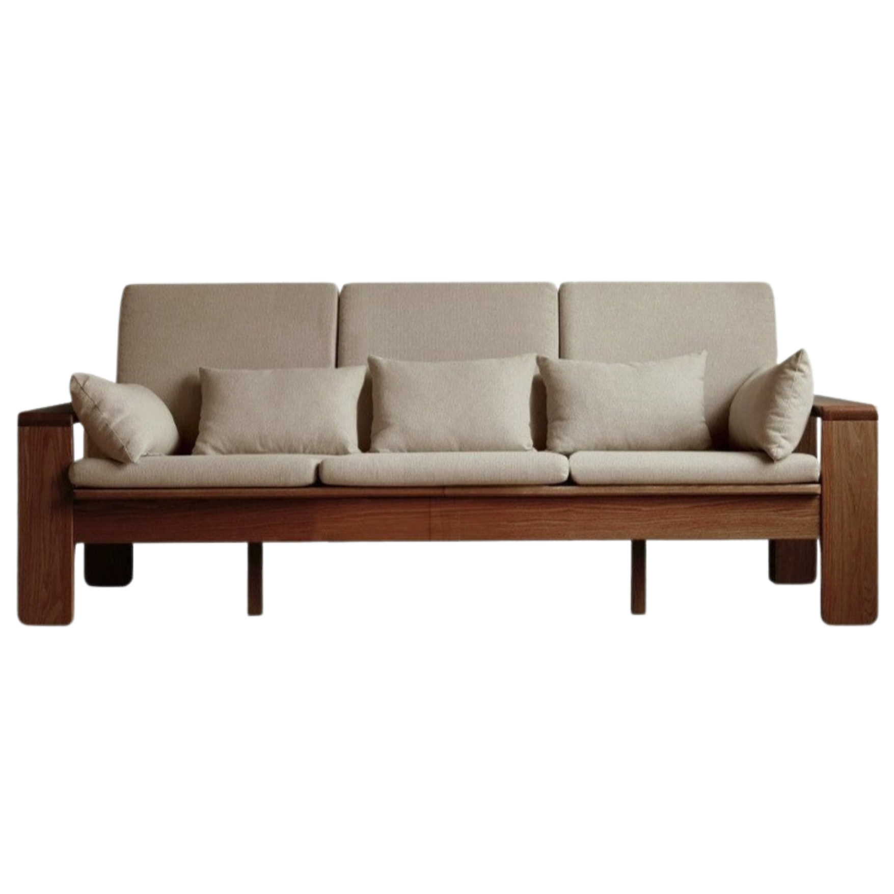 Modern Nordic Fabric Sofa - Solid Oak Wood Frame - Stylish & Durable Living Room Furniture for Small Spaces & Apartments