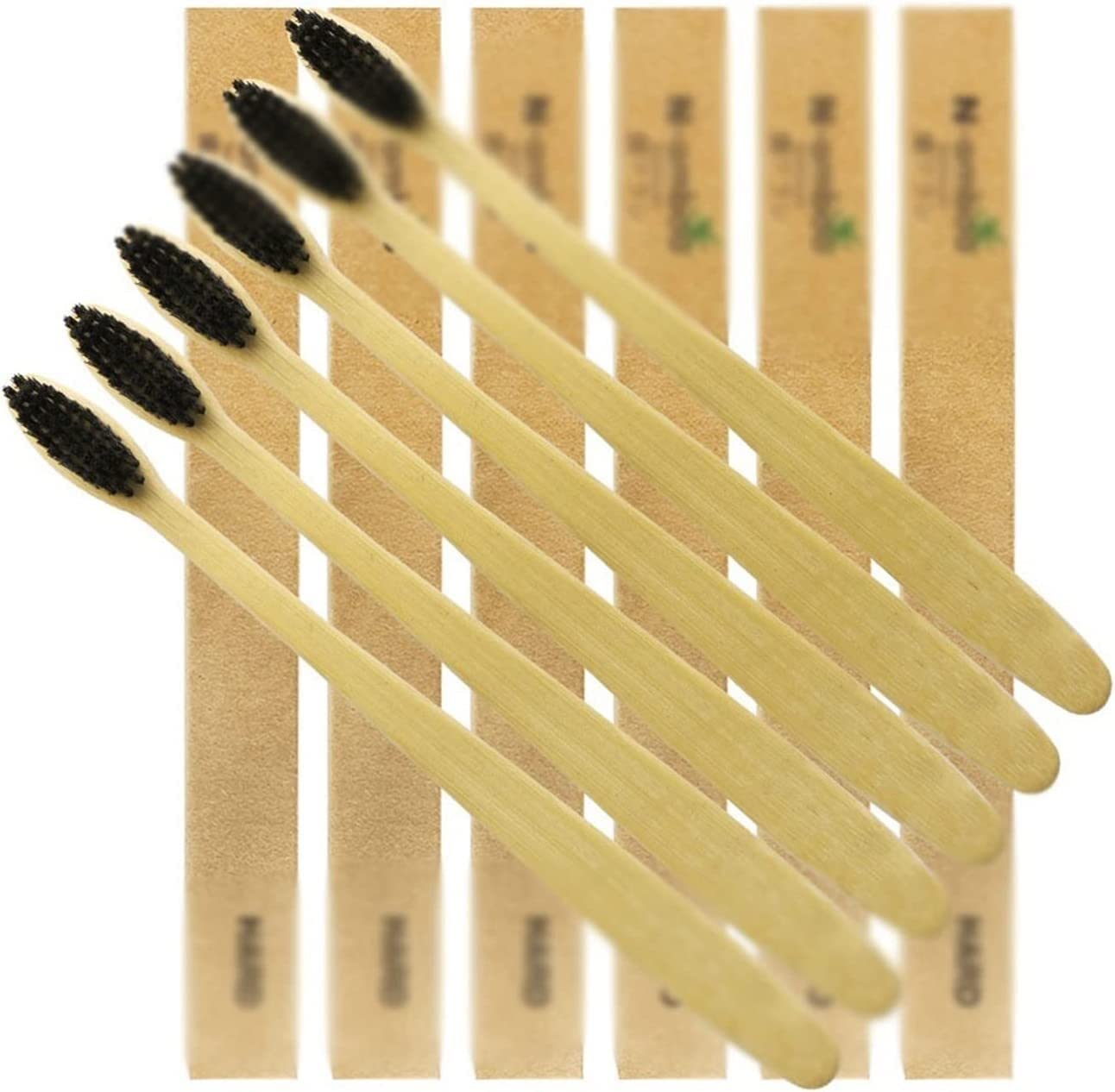 6 Pack Bamboo Toothbrushes for Adults - Hard Bristle Wooden Handle Manual Toothbrush Set - Eco-Friendly Natural Wood Oral Care - Perfect for Travel, Camping & Daily Hygiene