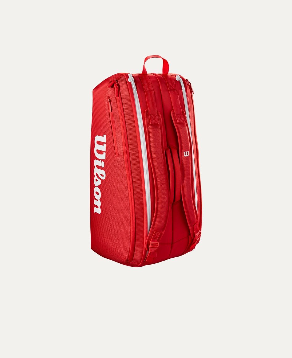 Wilson Super Tour 9 Pack Tennis Bag - Premium Red (2025) | Durable Tennis Backpack for Players & Coaches | Perfect for Tournaments, Practice & Travel