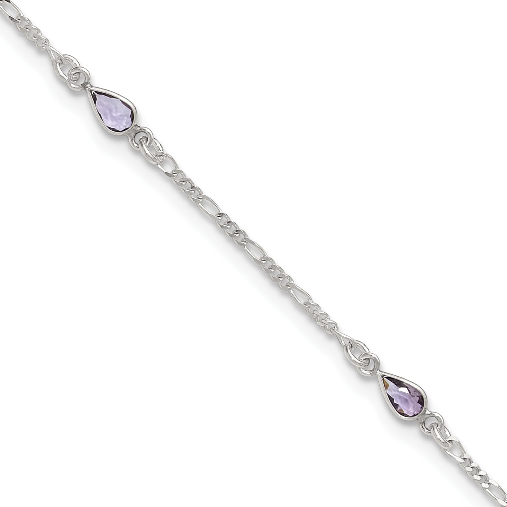 925 Sterling Silver Purple Glass Ankle Bracelet for Women - Elegant Summer Beach Jewelry Gift | Perfect for Vacations, Weddings & Boho Fashion