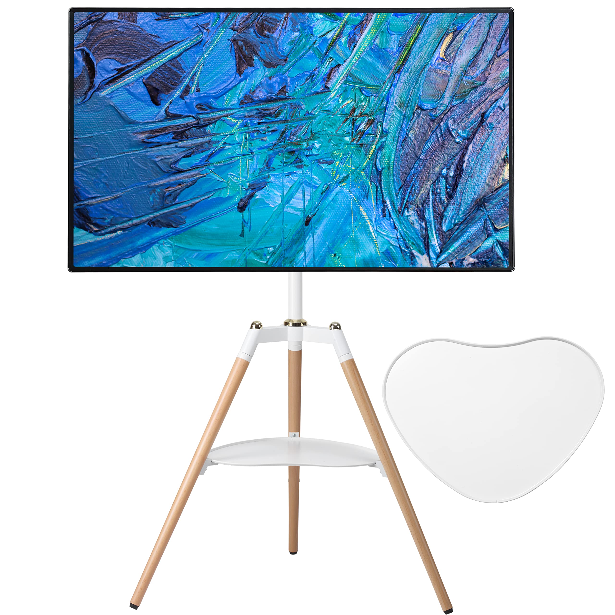 Adjustable Tripod TV Stand for 32-65 Inch LED LCD Flat & Curved Screens - 140° Swivel, Height Adjustable Studio Display Stand for Bedroom, Living Room & Corner - Perfect for Home Theater, Gaming & Office Presentations