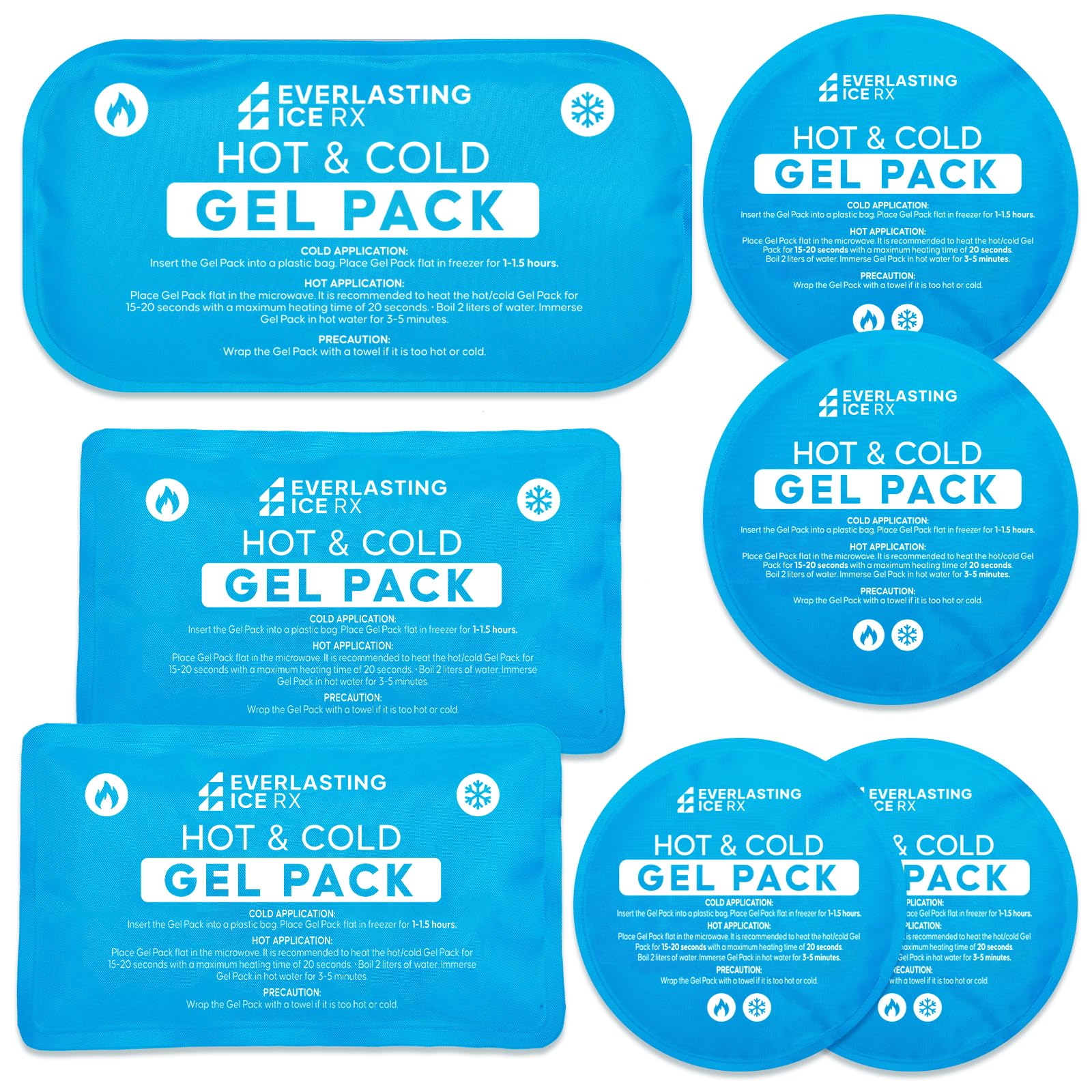 Reusable Hot and Cold Gel Ice Packs for Injuries - 7 Pack Variety Set for Pain Relief & Therapy | Hot & Cold Compress for Muscle Pain, Swelling, Headaches, Sports Injuries & Post-Surgery Recovery