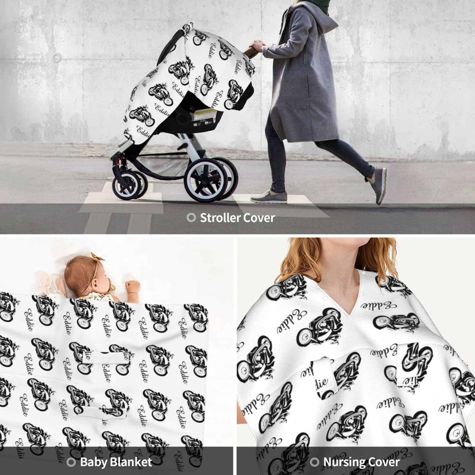 Custom Personalized Dirt Bike Baby Car Seat Canopy with Name - Motocross Themed Nursing Cover & Stroller Blanket for Boys (27.5