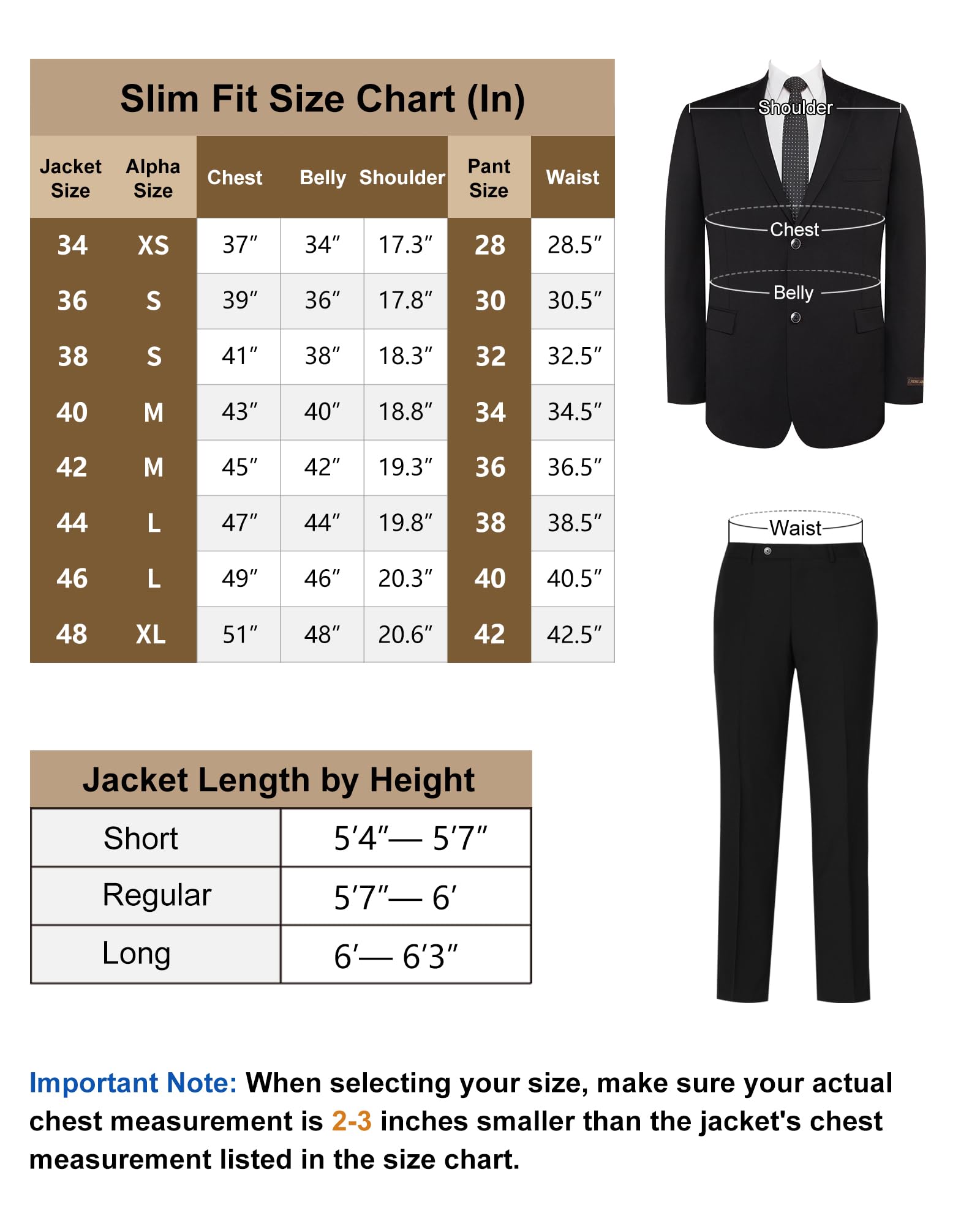 Men's Slim Fit 2-Piece Suit Set - Solid Color Two Button Blazer & Dress Pants | Formal Business Attire for Weddings, Office & Special Occasions