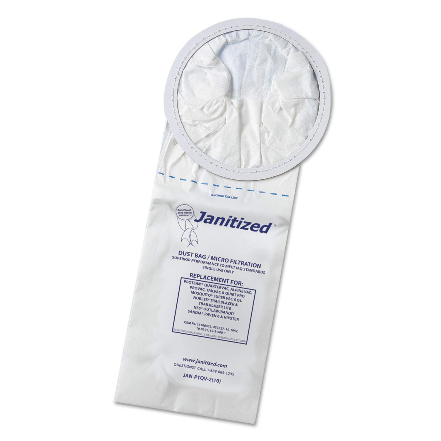Eureka Sanitaire BP-1 2-Ply Micron Janitized Plus Vacuum Cleaner Bags - 100 Bags Case (OEM #62112) - Compatible with Eureka & Sanitaire Vacuums - Perfect for Home, Office & Commercial Cleaning
