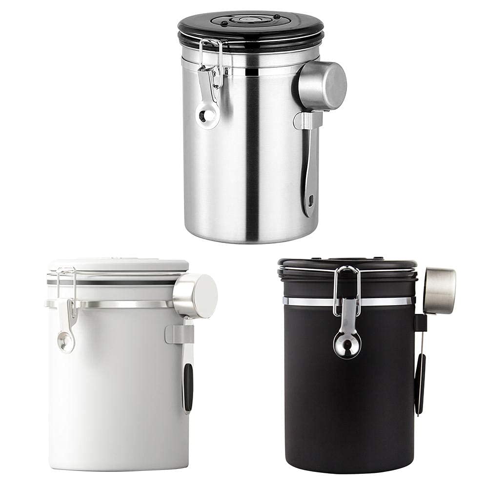 Premium Airtight Stainless Steel Coffee Storage Container - 1.8L Moisture-Proof Coffee Canister for Fresh Beans, Grounds & Tea - Ideal for Kitchen Countertop, Pantry Organization & Coffee Bar Accessories (Silver)