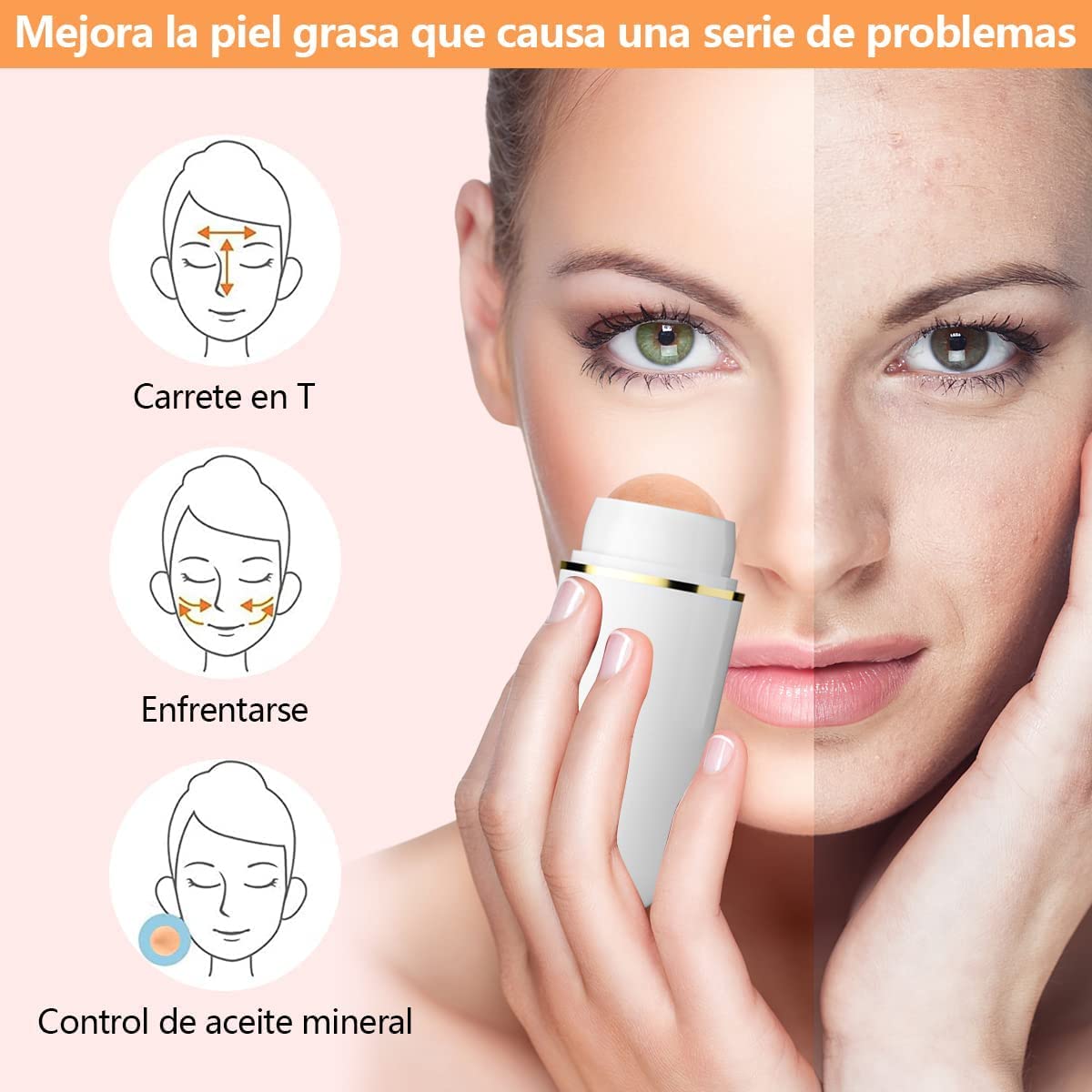 Prakal Oil Absorbing Roller - Volcanic Stone Facial Roller for Oily Skin Care & Shine Control | Perfect for Daily Skincare, Makeup Prep & On-the-Go Oil Blotting
