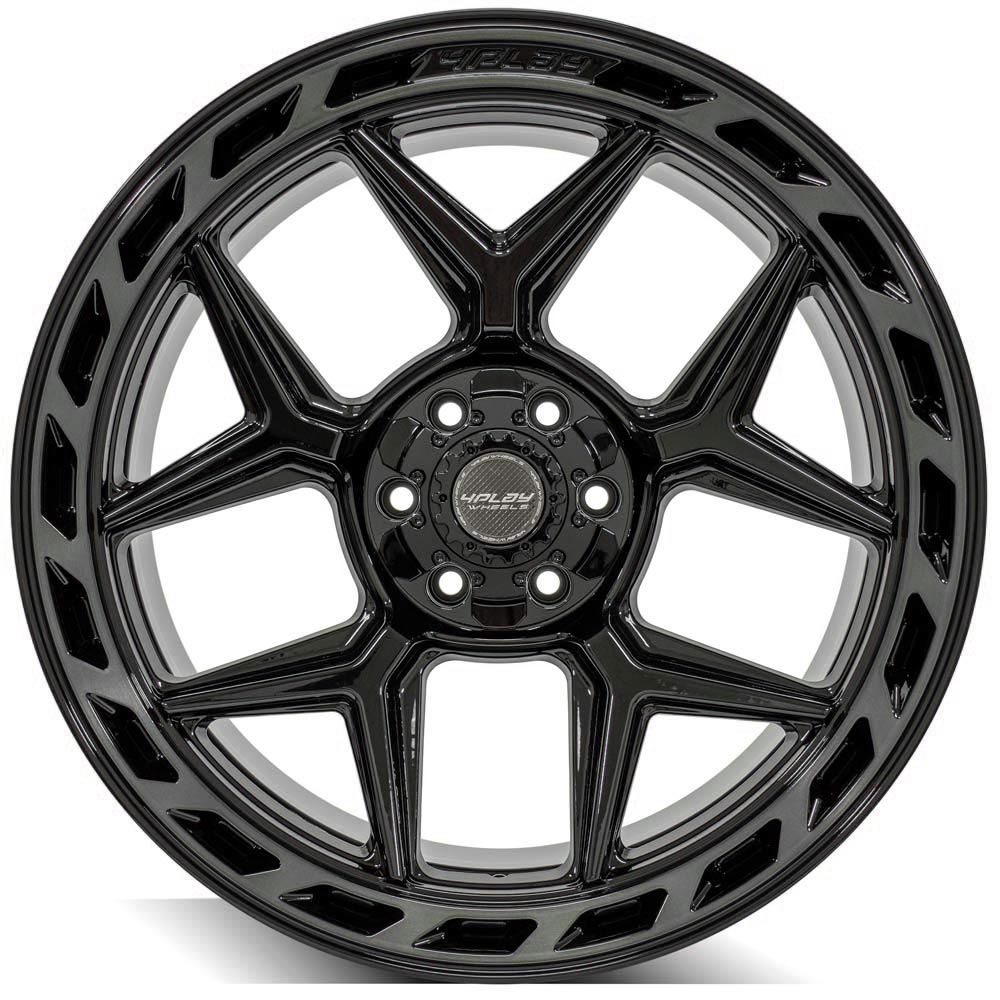 4Play Gen3 4P55 Gloss Black Wheels 22x12.0 - 6x139.7/6x135mm Bolt Pattern with Brushed Face & Tinted Clear Finish - Perfect for Off-Road Trucks, SUVs, and Custom Builds