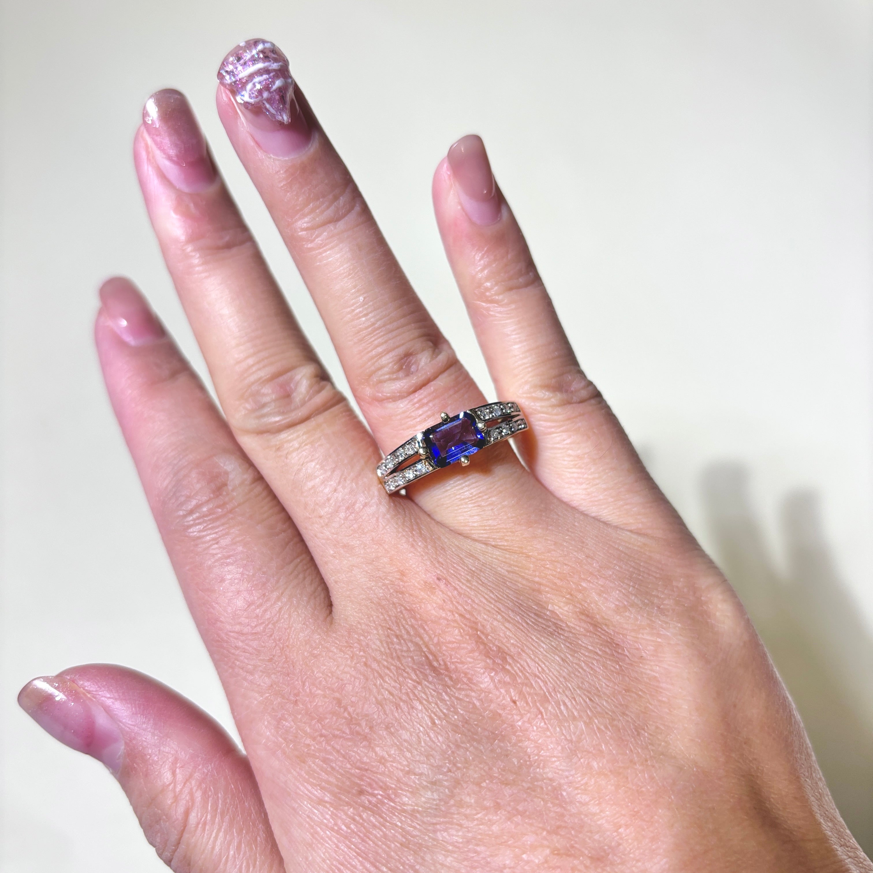 14K Yellow Gold Iolite and Diamond Ring - 1.13ct Iolite with 0.16ctw Diamonds - Size 8 | Elegant Engagement, Anniversary or Gift Jewelry for Women