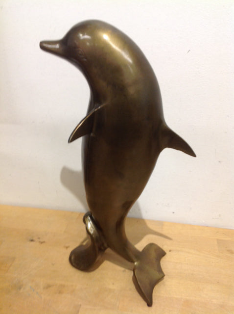16 Brass Dolphin Statue - Handcrafted Marine Decor for Home, Office & Garden | Perfect for Coastal Theme, Feng Shui & Gift Giving