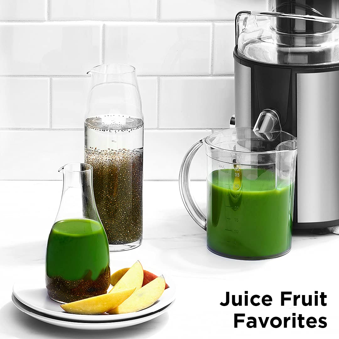 Chefman 2-Speed Electric Juicer with Extra-Wide Feeding Tube - Whole Fruit & Vegetable Juicer for Nutritious Green Juice - 1-Quart Detachable Pitcher & Built-in Foam Separator - Dishwasher Safe - Perfect for Healthy Smoothies, Detox Drinks & Breakfast Juicing