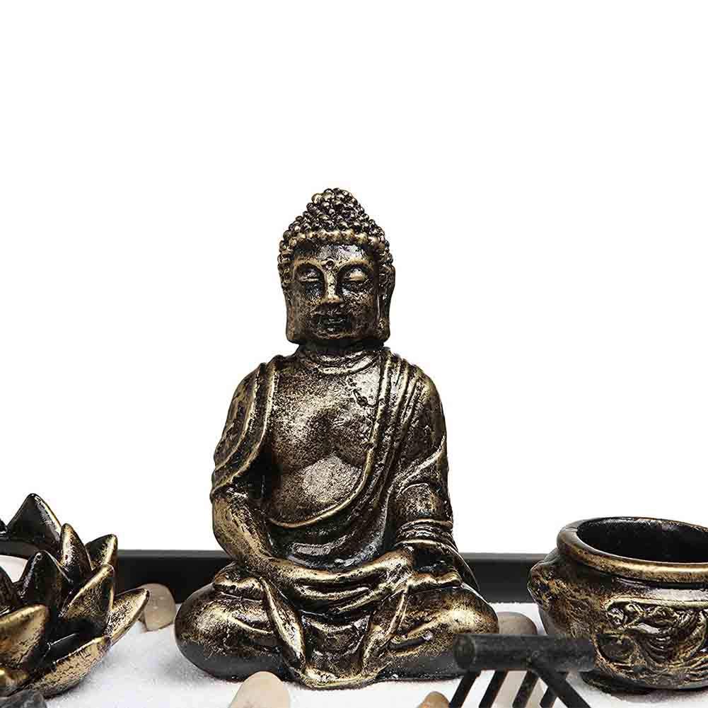 Zen Buddha Candle Holder - Wooden Feng Shui Statue with Sand Tray for Incense & Meditation | Home Decor Gift for Yoga Room, Office Desk & Spiritual Space