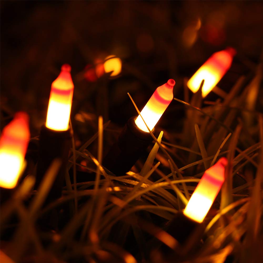 Halloween String Lights - 24ft 100 LED Orange & Yellow Mini Bulbs, Indoor/Outdoor Halloween Decorations for Yard, Garden, Party, Home, Holiday | Perfect for Halloween Porch Lighting & Spooky Atmosphere
