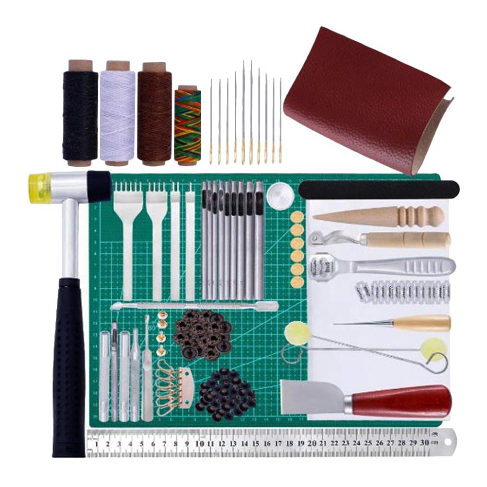 Complete DIY Leather Sewing Kit - Assorted Handmade Craft Tools & Sewing Accessories for Leatherwork, Home & Shop | Perfect for Leather Crafting, Repair & DIY Projects